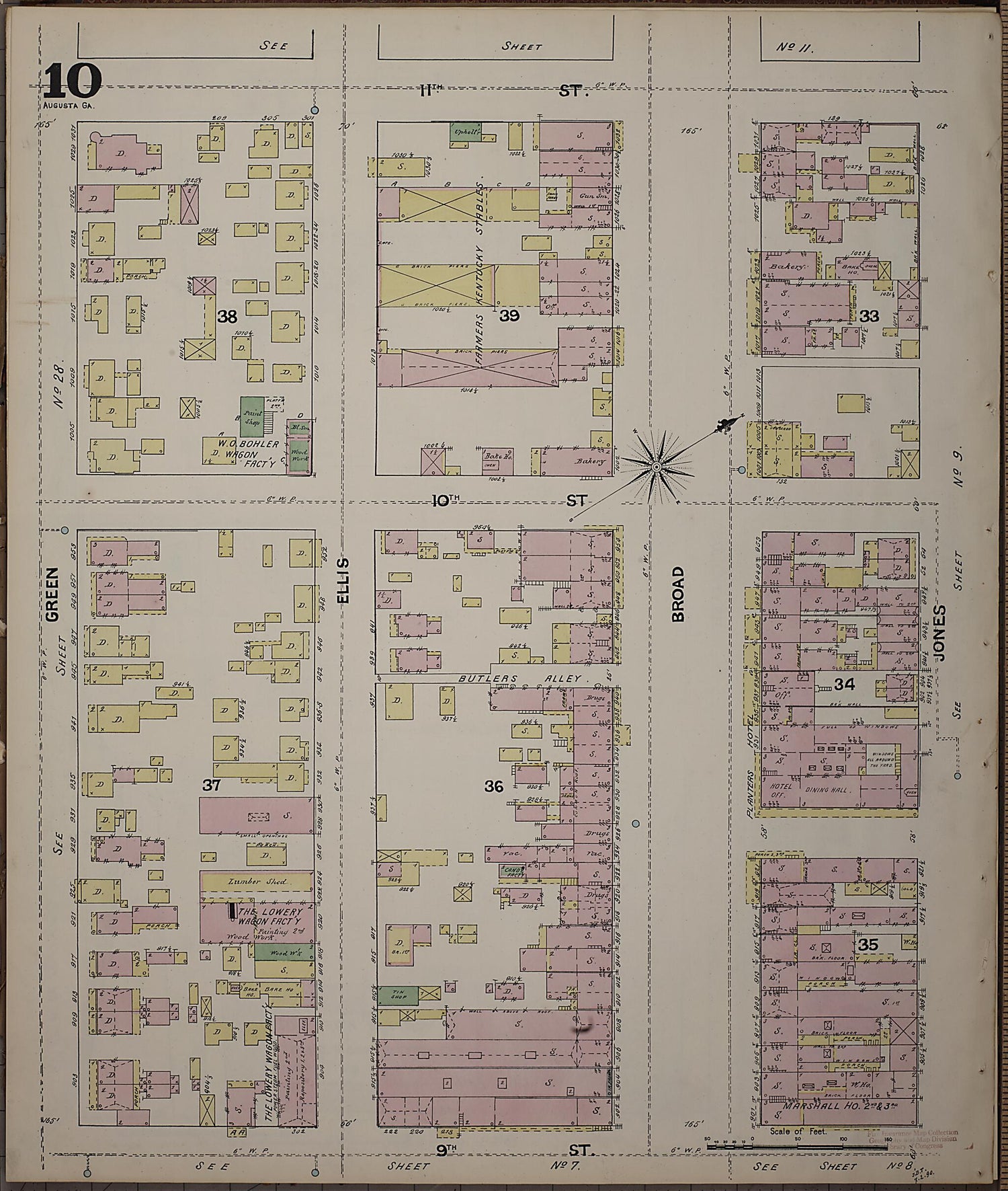 This old map of Augusta, Richmond County, Georgia was created by Sanborn Map Company in 1890