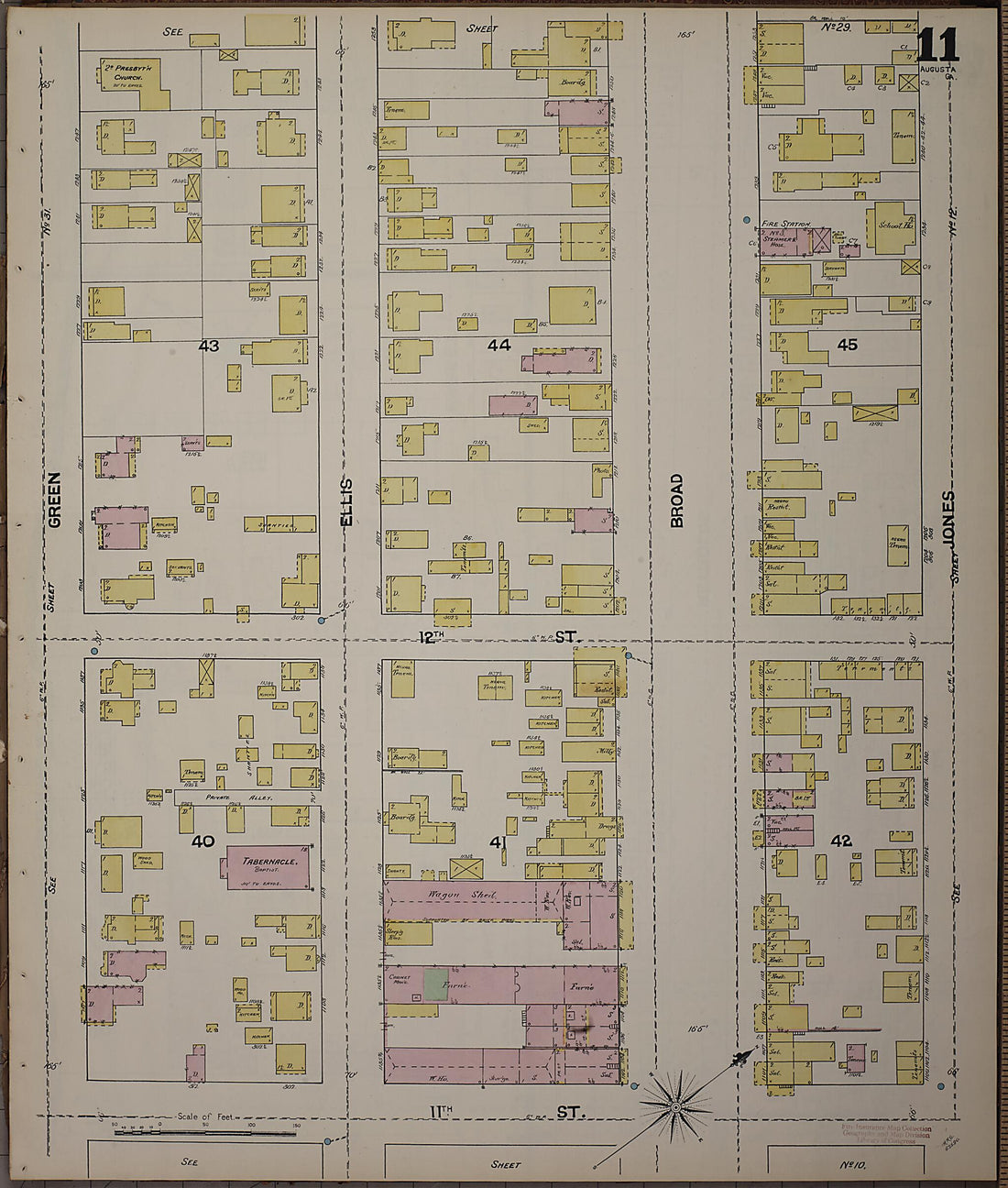 This old map of Augusta, Richmond County, Georgia was created by Sanborn Map Company in 1890