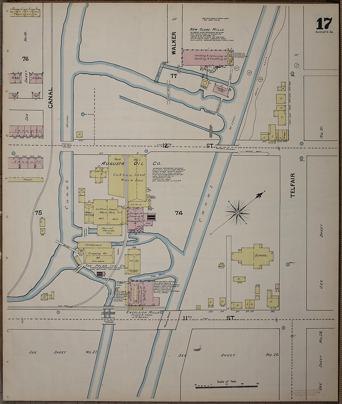 This old map of Augusta, Richmond County, Georgia was created by Sanborn Map Company in 1890