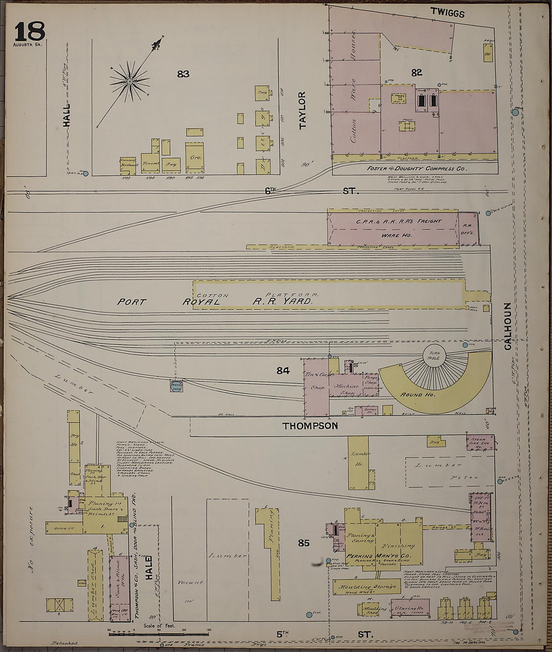 This old map of Augusta, Richmond County, Georgia was created by Sanborn Map Company in 1890