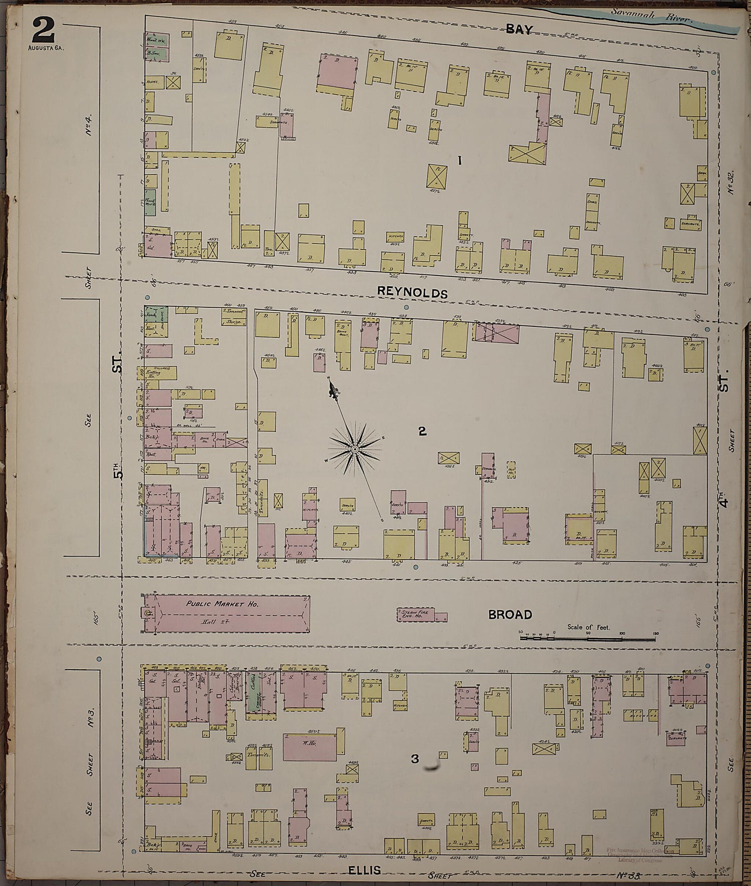 This old map of Augusta, Richmond County, Georgia was created by Sanborn Map Company in 1890