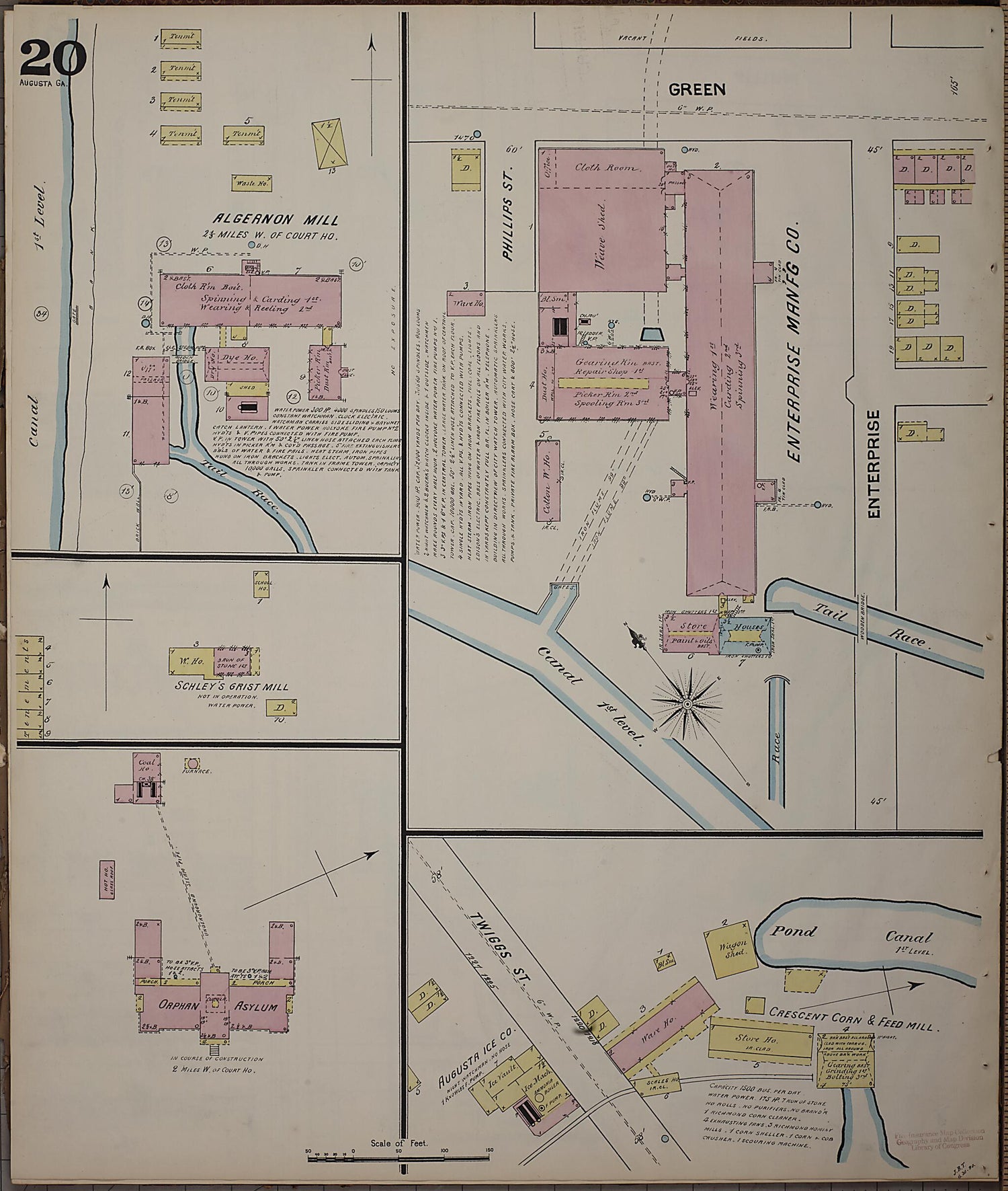 This old map of Augusta, Richmond County, Georgia was created by Sanborn Map Company in 1890