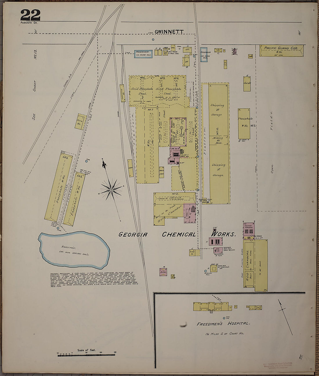 This old map of Augusta, Richmond County, Georgia was created by Sanborn Map Company in 1890