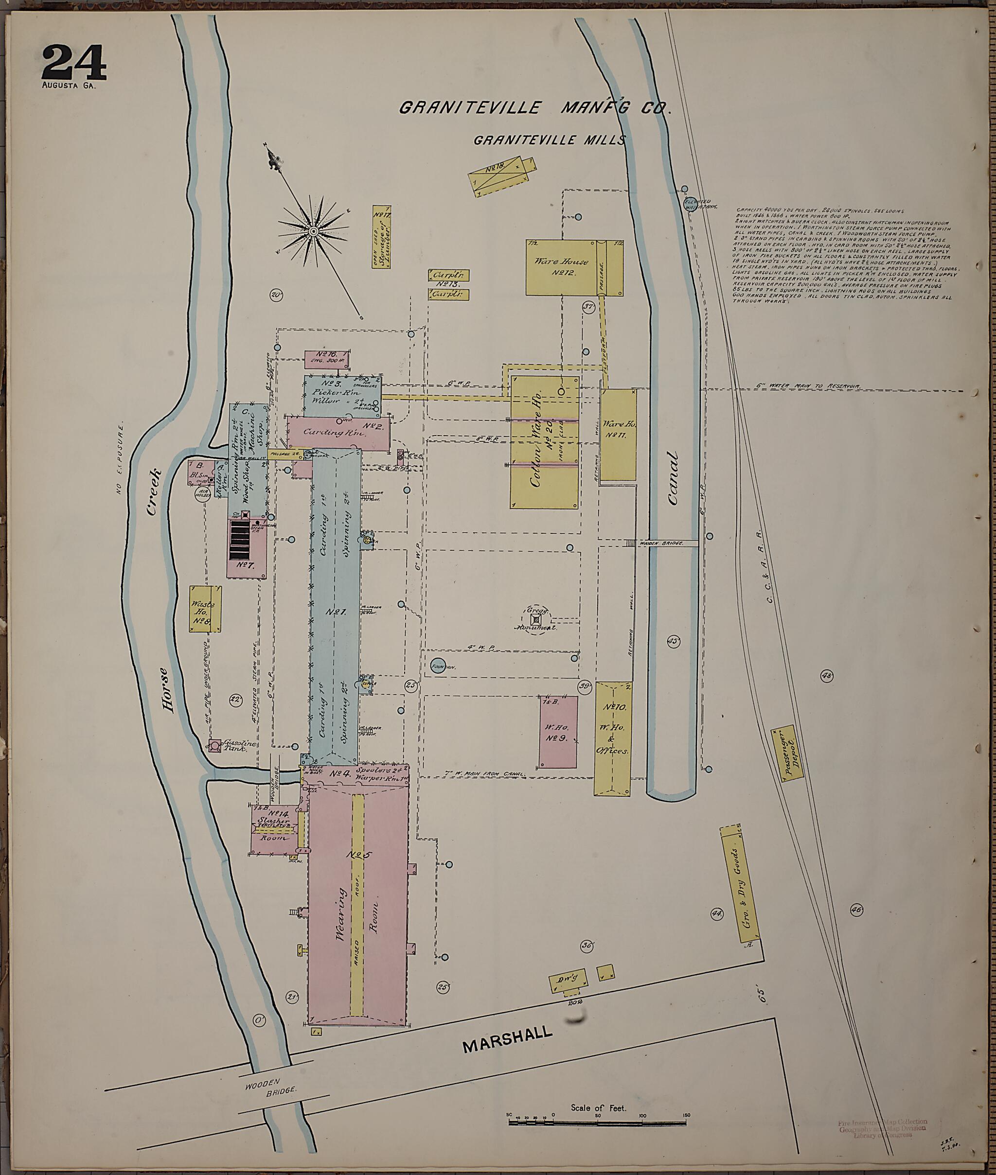 This old map of Augusta, Richmond County, Georgia was created by Sanborn Map Company in 1890