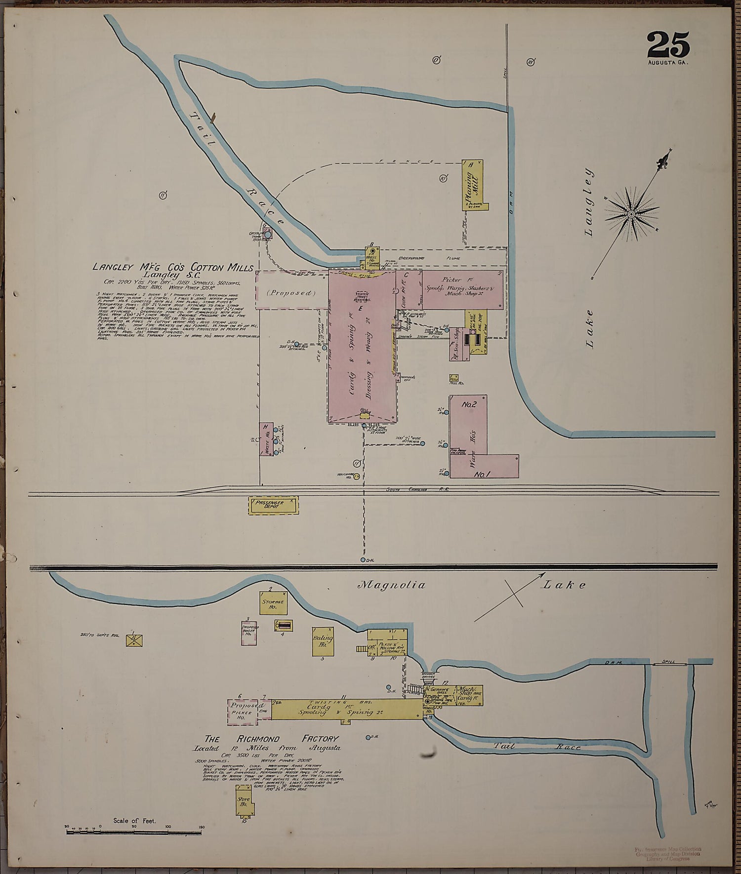 This old map of Augusta, Richmond County, Georgia was created by Sanborn Map Company in 1890