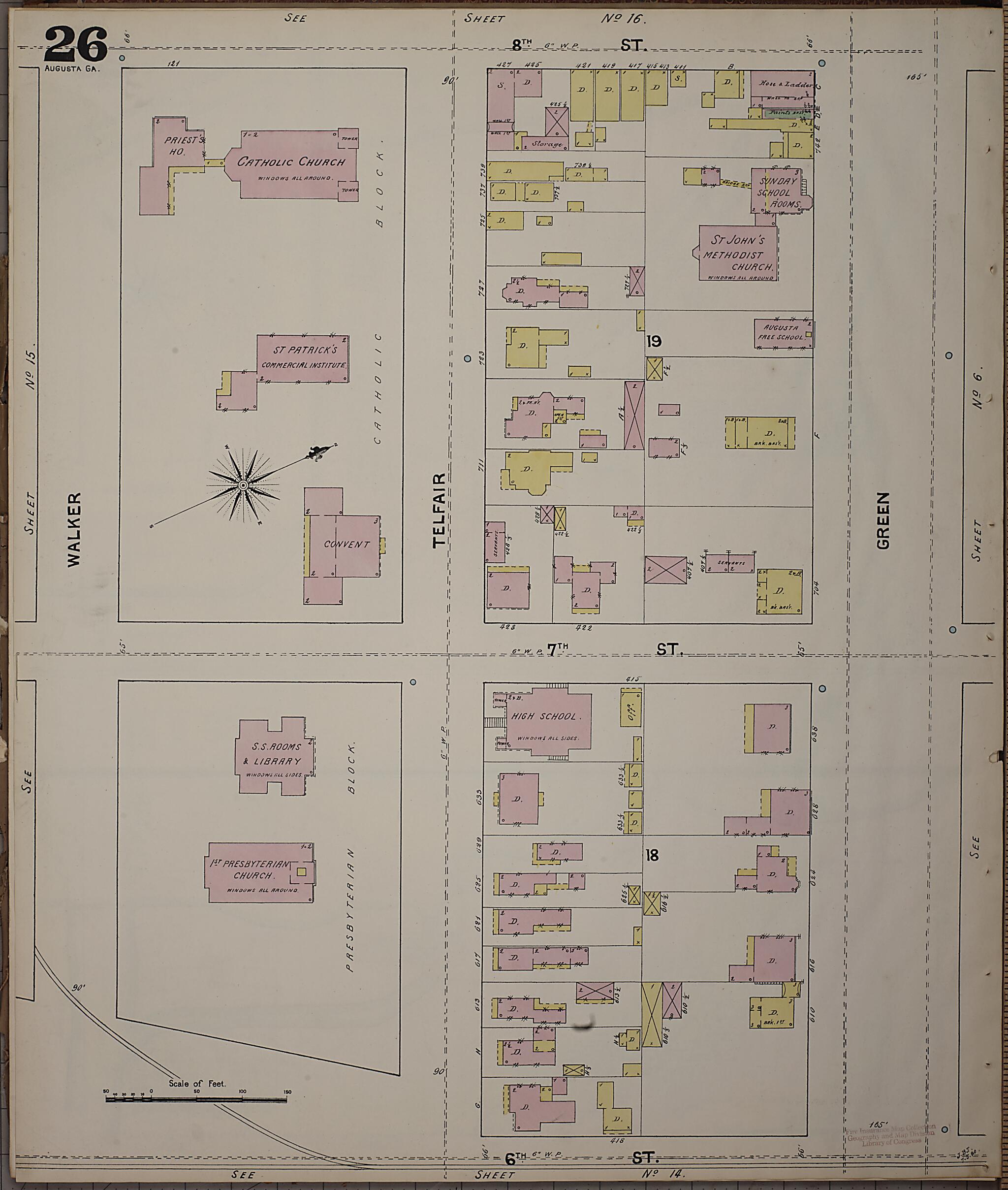 This old map of Augusta, Richmond County, Georgia was created by Sanborn Map Company in 1890