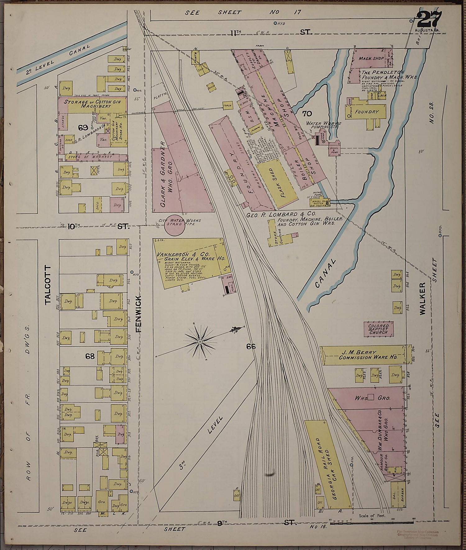 This old map of Augusta, Richmond County, Georgia was created by Sanborn Map Company in 1890