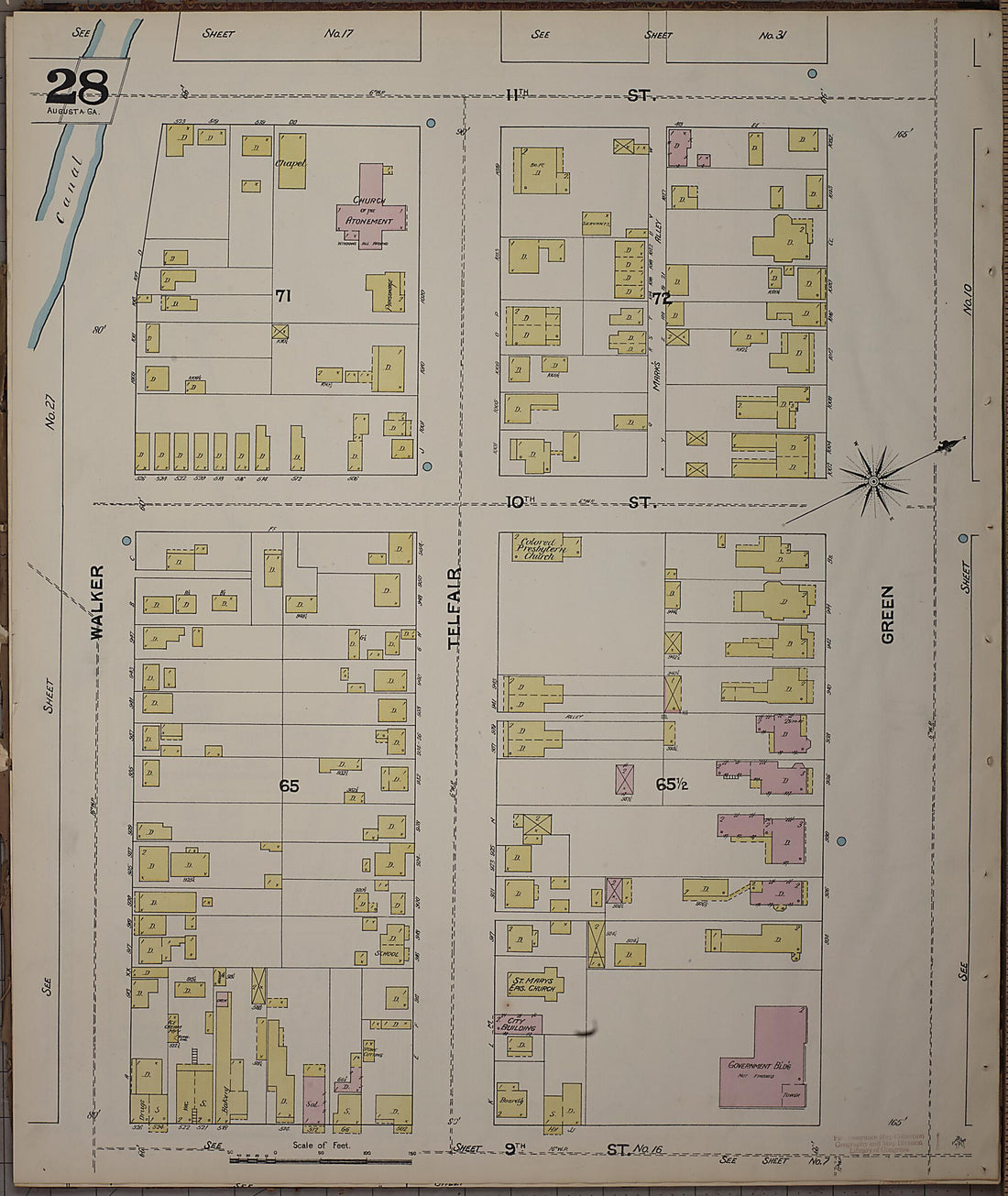 This old map of Augusta, Richmond County, Georgia was created by Sanborn Map Company in 1890