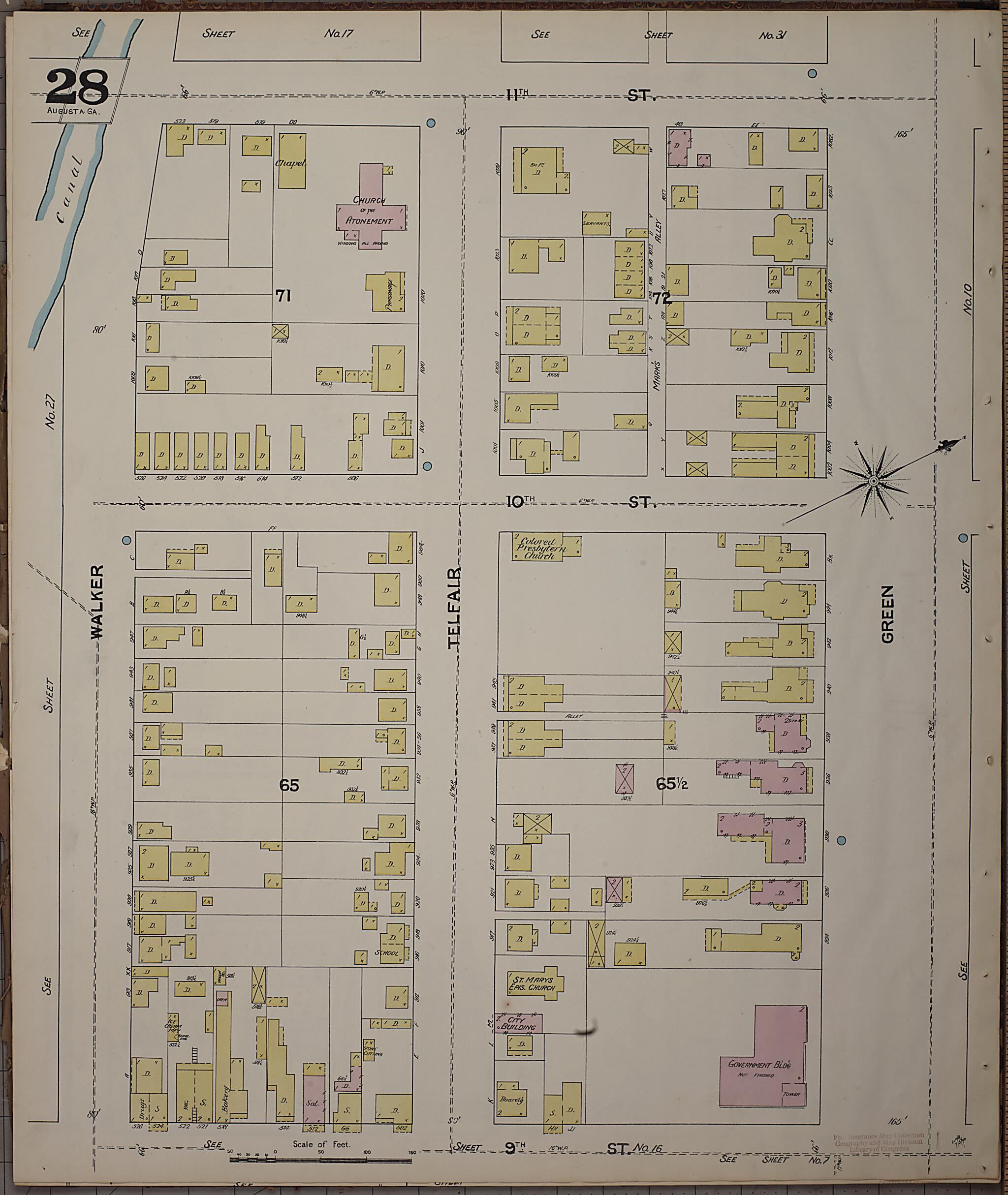 This old map of Augusta, Richmond County, Georgia was created by Sanborn Map Company in 1890