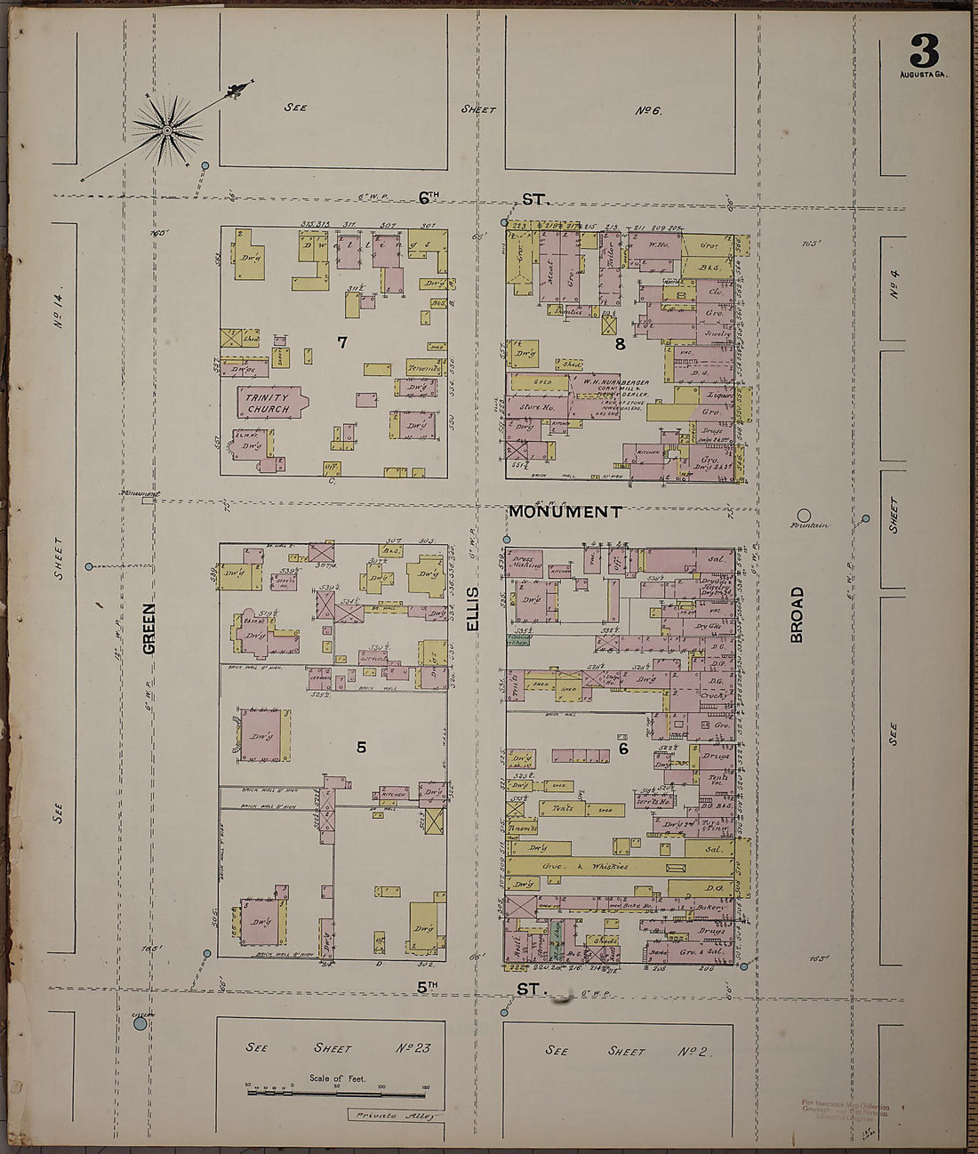 This old map of Augusta, Richmond County, Georgia was created by Sanborn Map Company in 1890