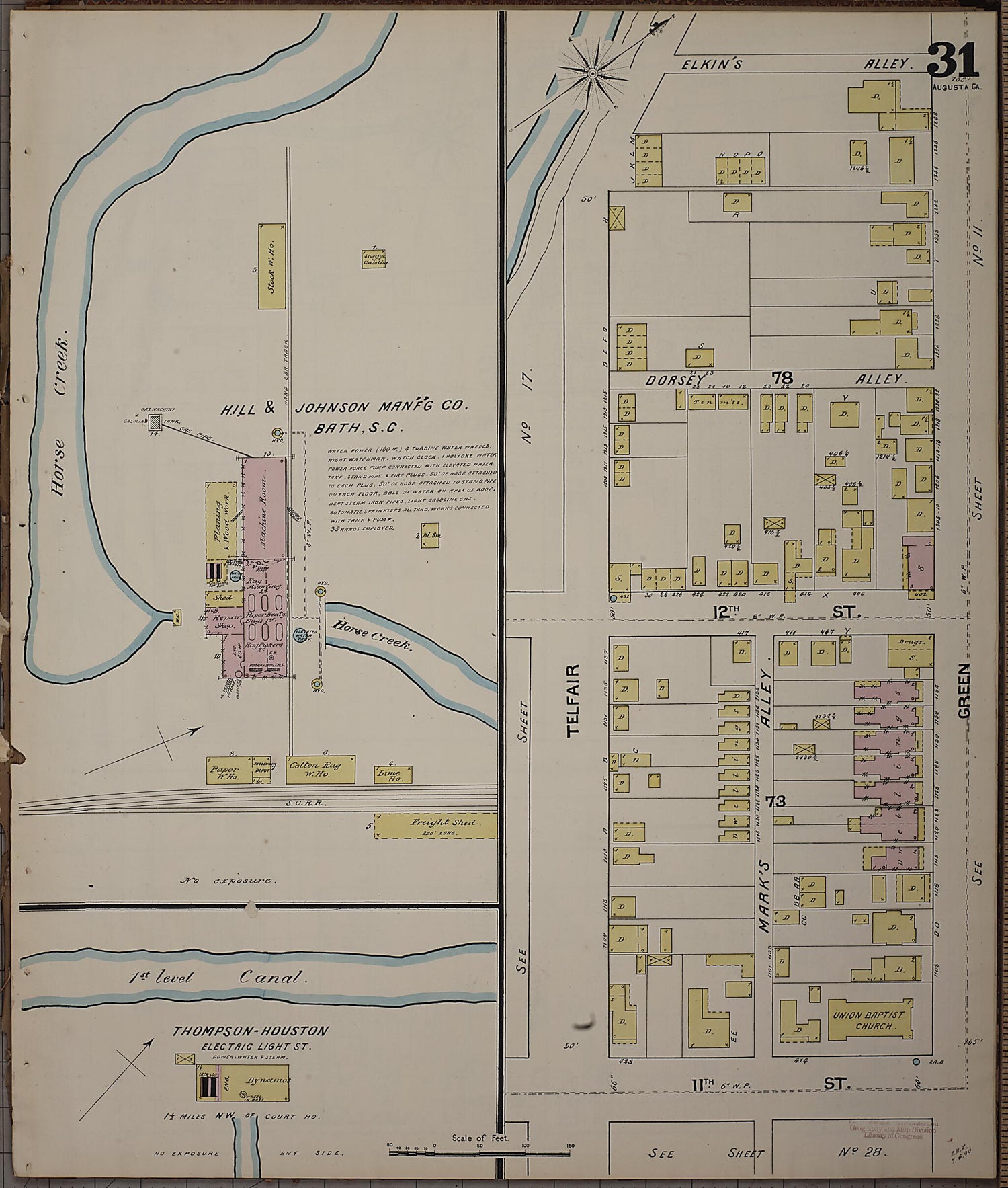 This old map of Augusta, Richmond County, Georgia was created by Sanborn Map Company in 1890