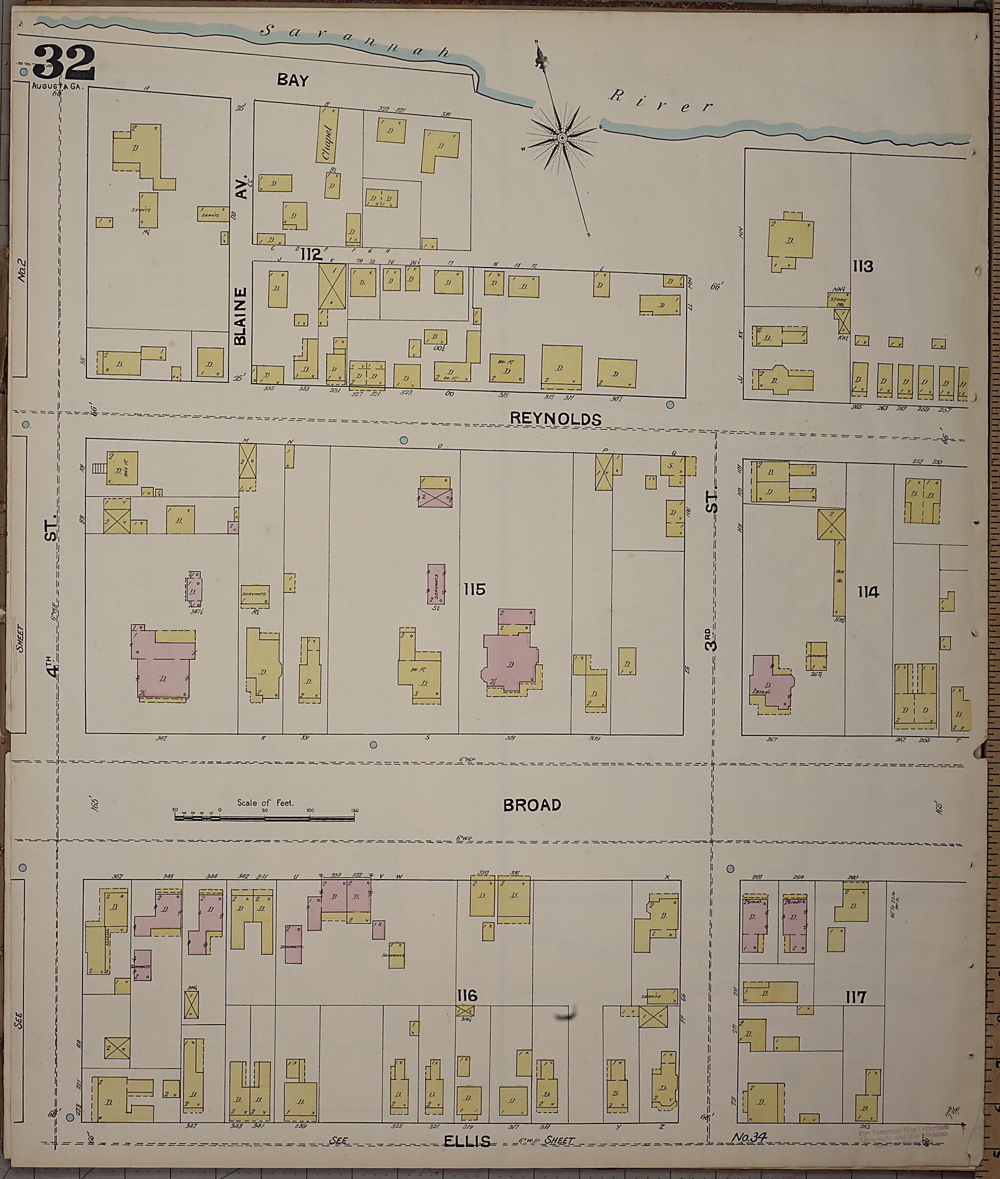 This old map of Augusta, Richmond County, Georgia was created by Sanborn Map Company in 1890