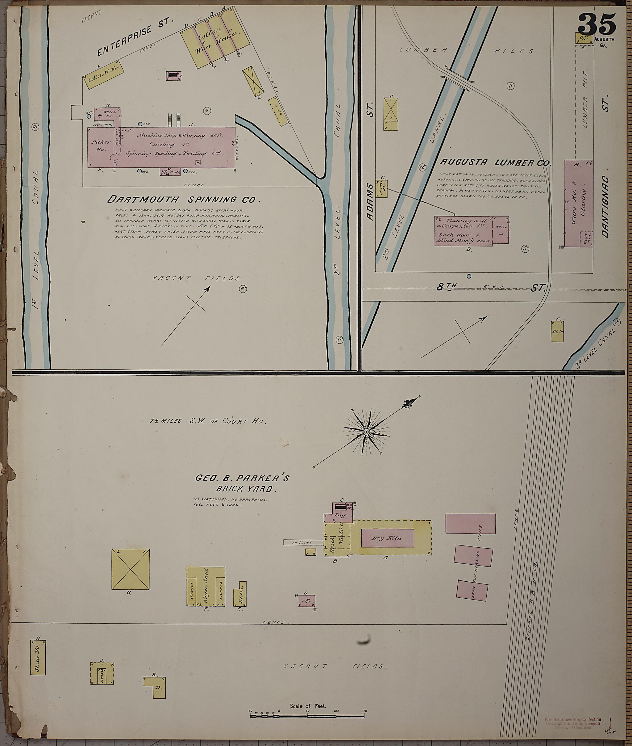 This old map of Augusta, Richmond County, Georgia was created by Sanborn Map Company in 1890