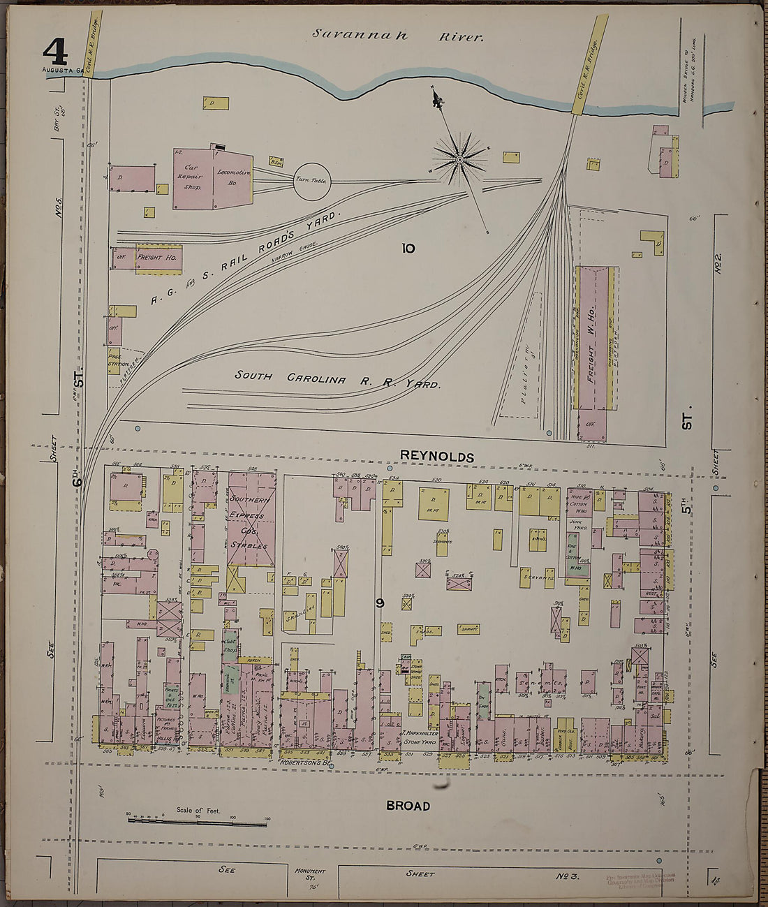 This old map of Augusta, Richmond County, Georgia was created by Sanborn Map Company in 1890