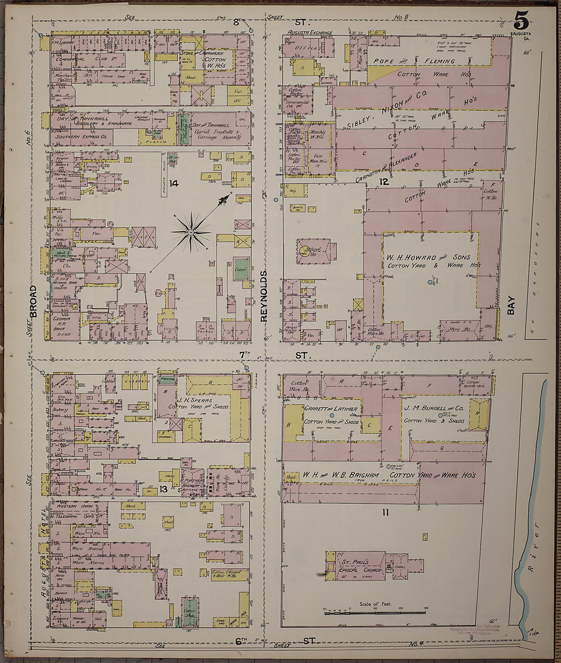 This old map of Augusta, Richmond County, Georgia was created by Sanborn Map Company in 1890