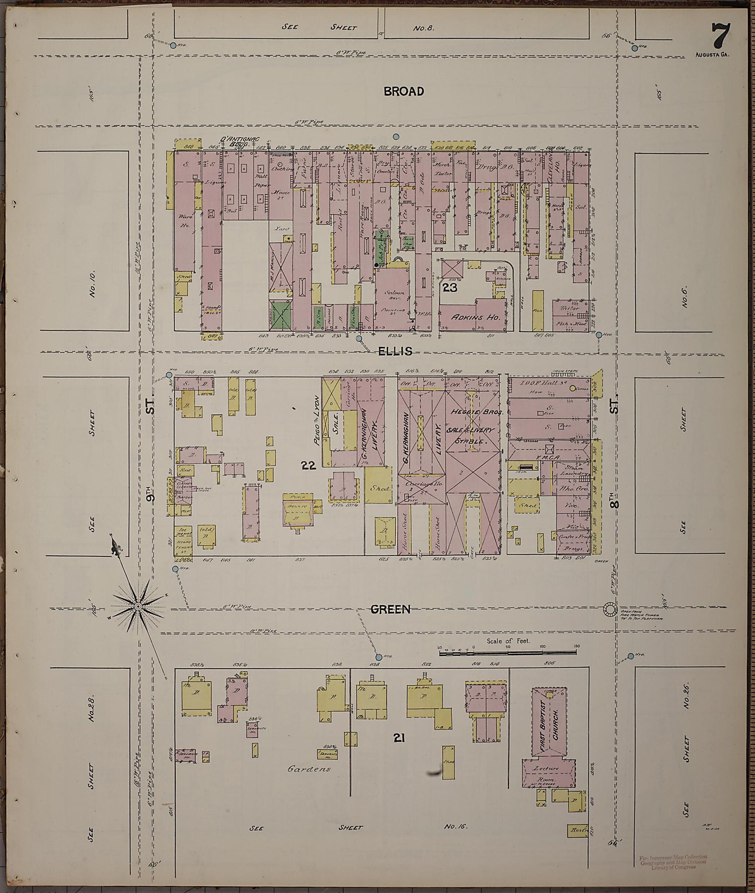 This old map of Augusta, Richmond County, Georgia was created by Sanborn Map Company in 1890