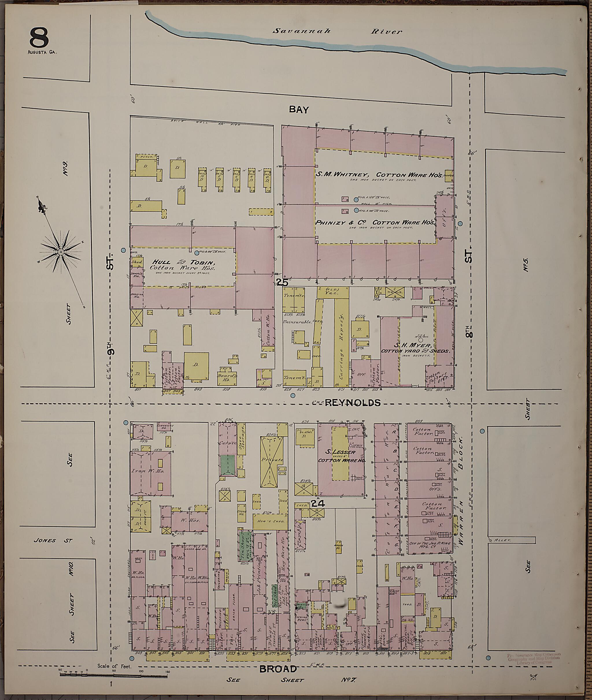 This old map of Augusta, Richmond County, Georgia was created by Sanborn Map Company in 1890