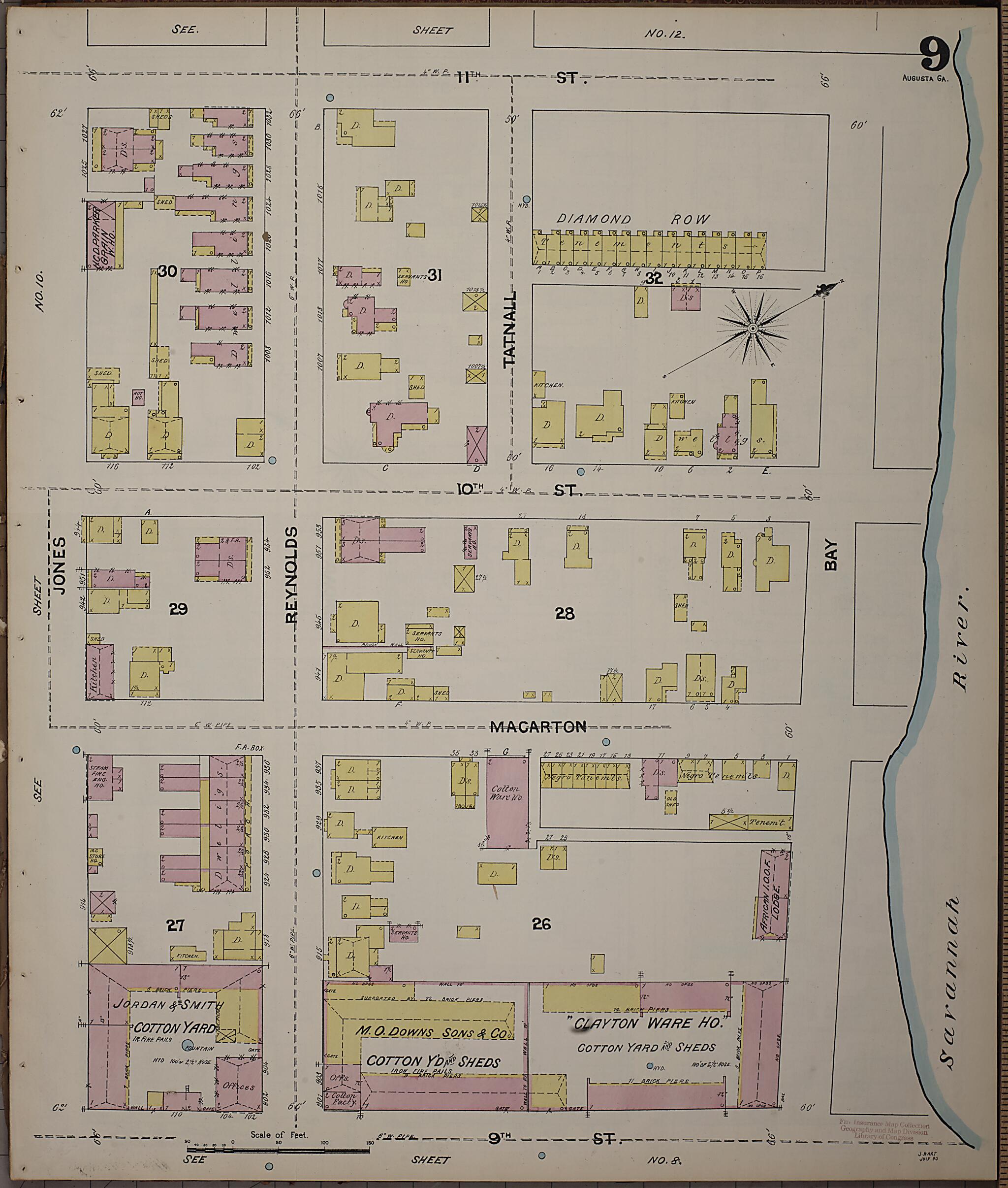 This old map of Augusta, Richmond County, Georgia was created by Sanborn Map Company in 1890