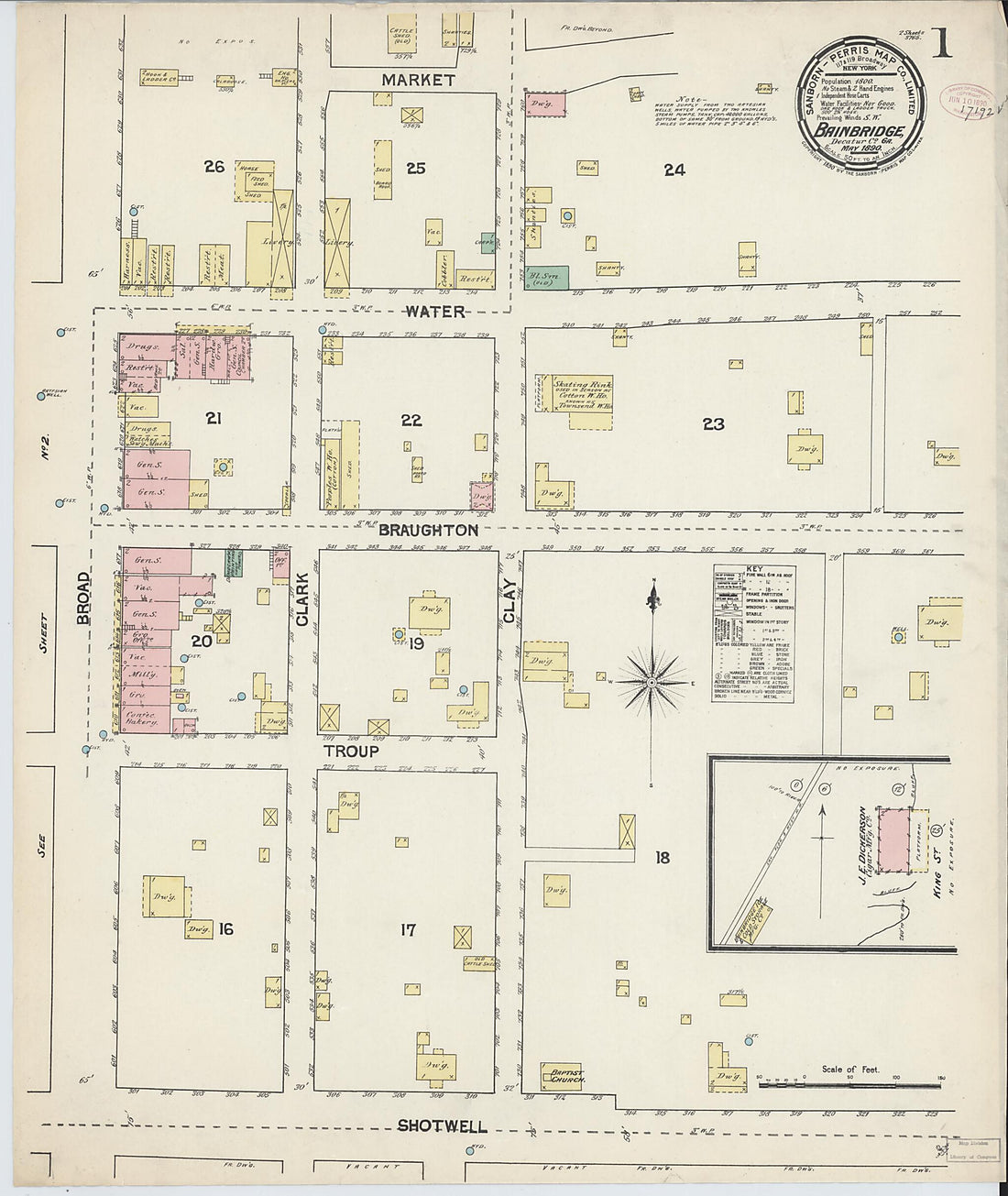 This old map of Bainbridge, Decatur County, Georgia was created by Sanborn Map Company in 1890