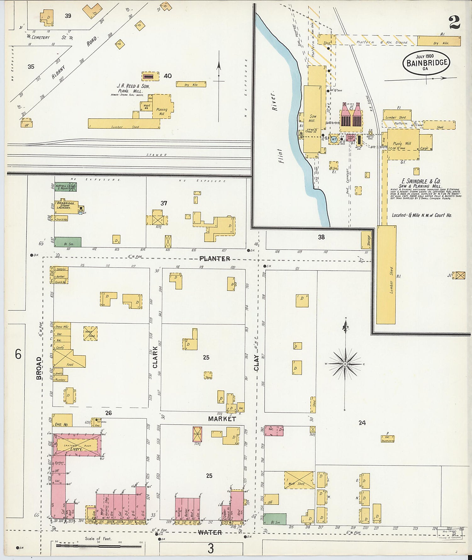 This old map of Bainbridge, Decatur County, Georgia was created by Sanborn Map Company in 1900