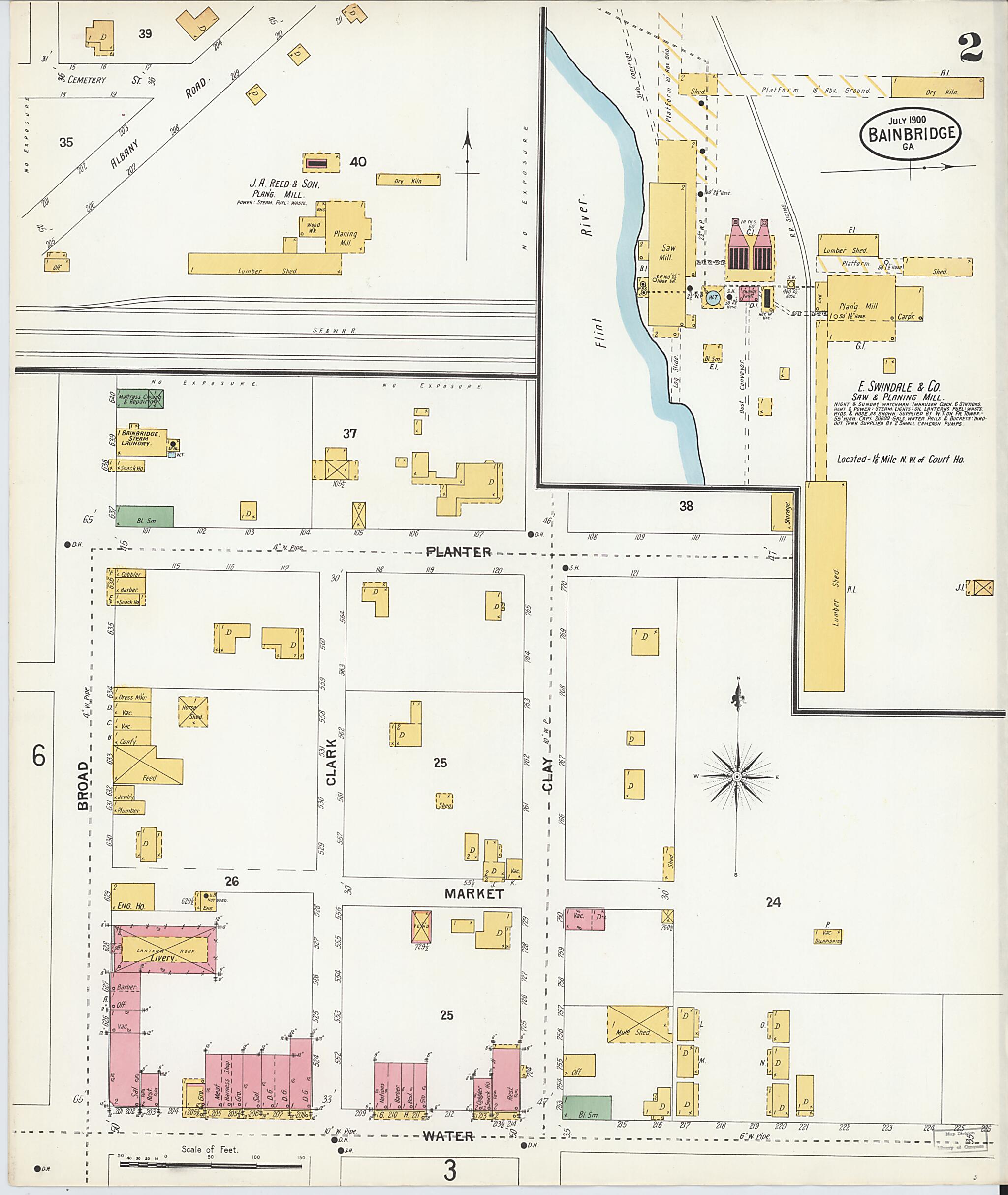 This old map of Bainbridge, Decatur County, Georgia was created by Sanborn Map Company in 1900