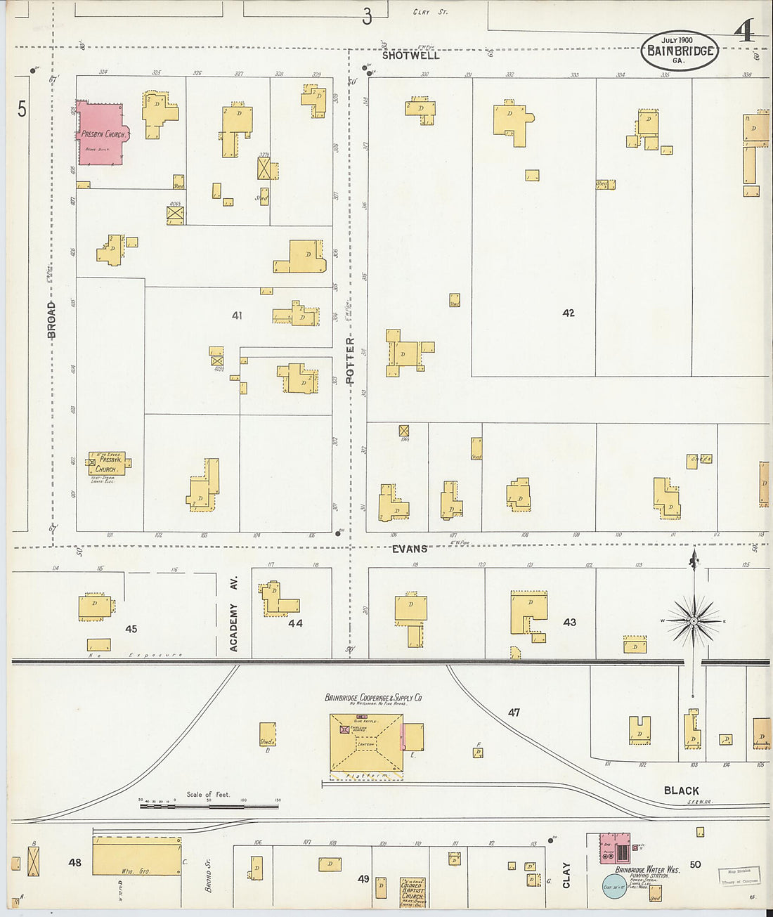 This old map of Bainbridge, Decatur County, Georgia was created by Sanborn Map Company in 1900