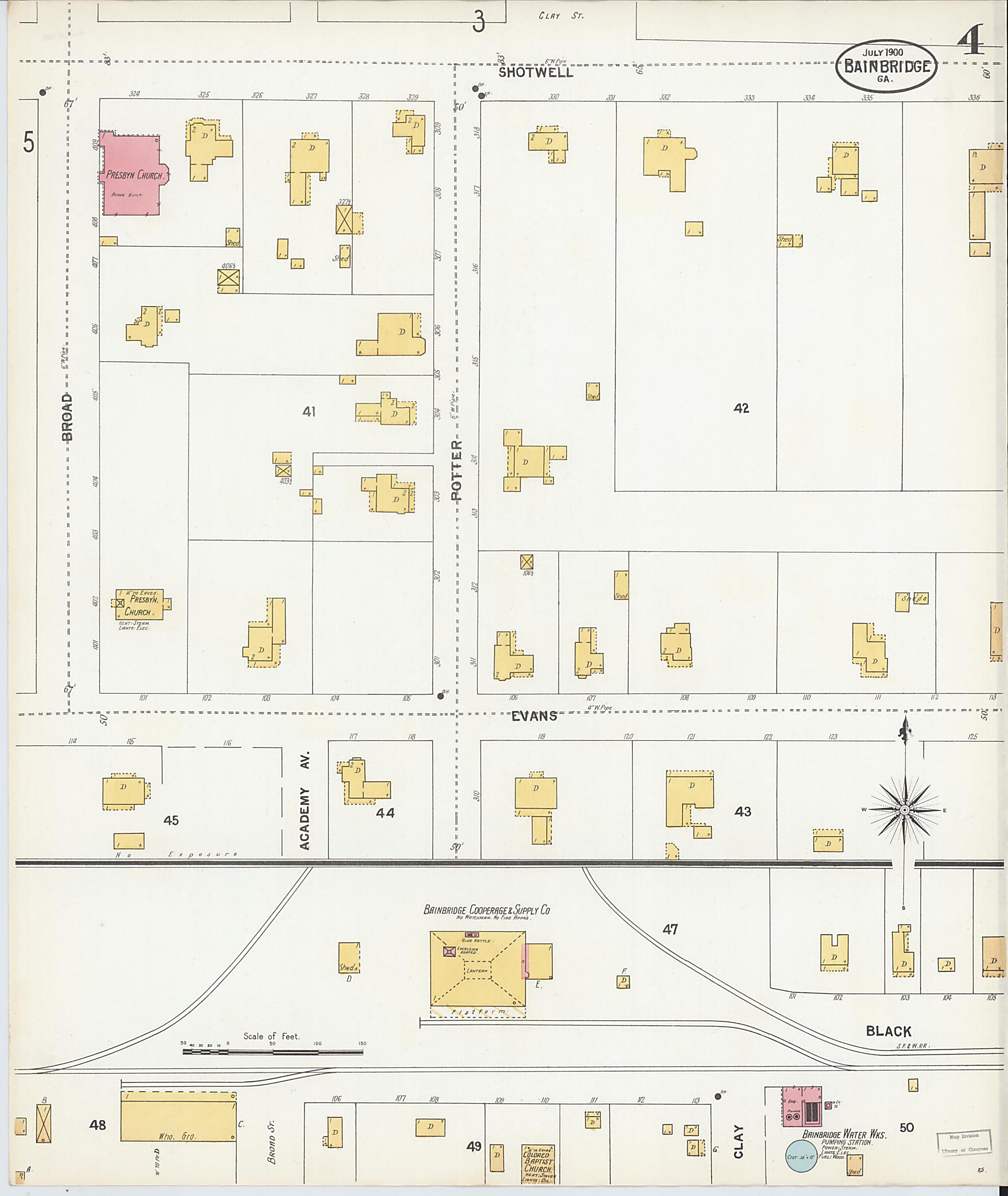 This old map of Bainbridge, Decatur County, Georgia was created by Sanborn Map Company in 1900