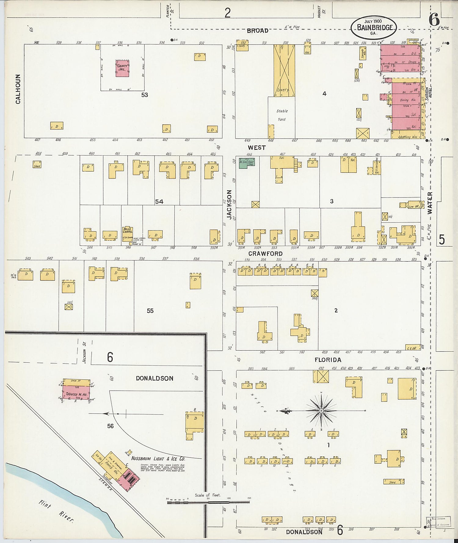 This old map of Bainbridge, Decatur County, Georgia was created by Sanborn Map Company in 1900