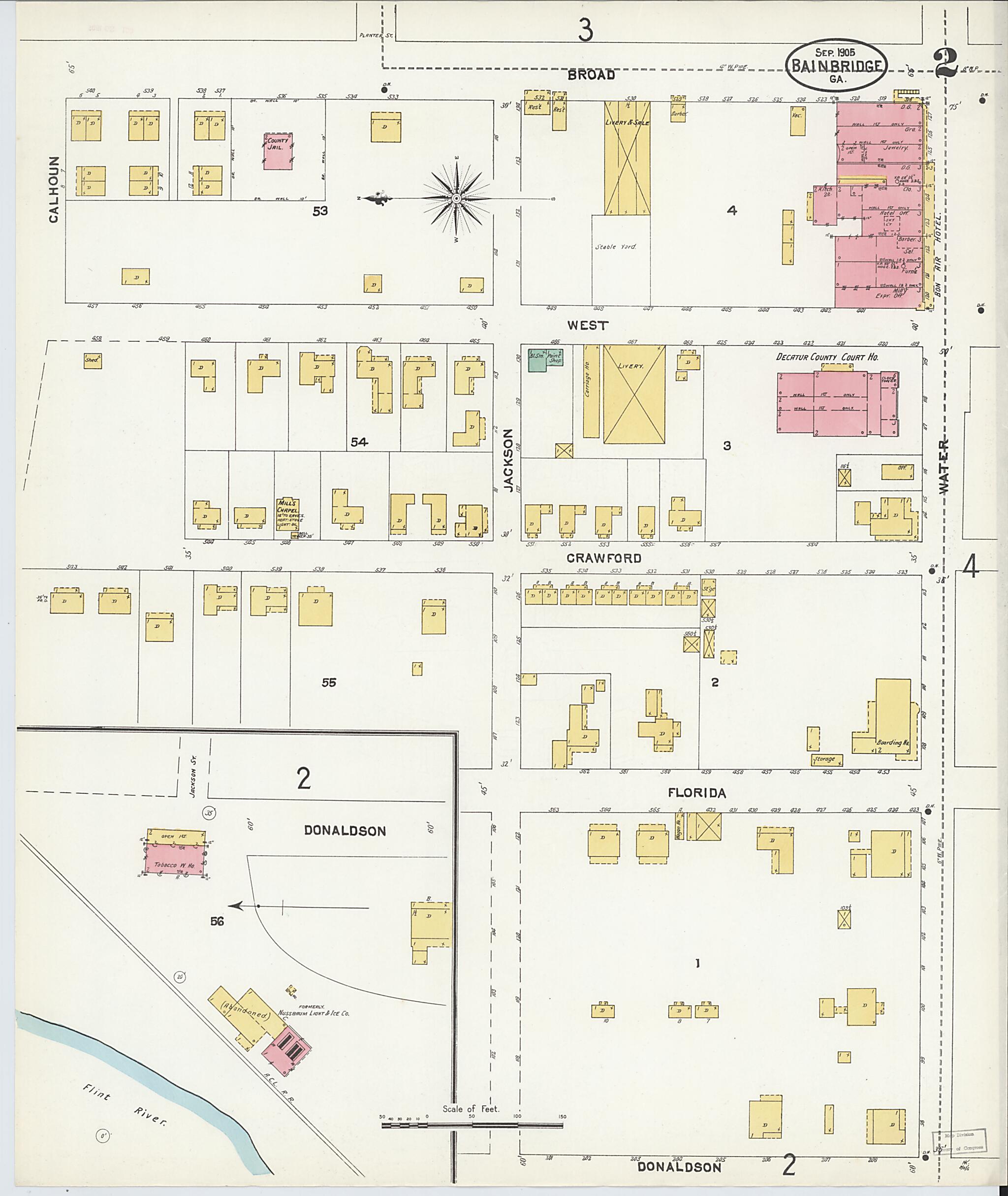 This old map of Bainbridge, Decatur County, Georgia was created by Sanborn Map Company in 1905