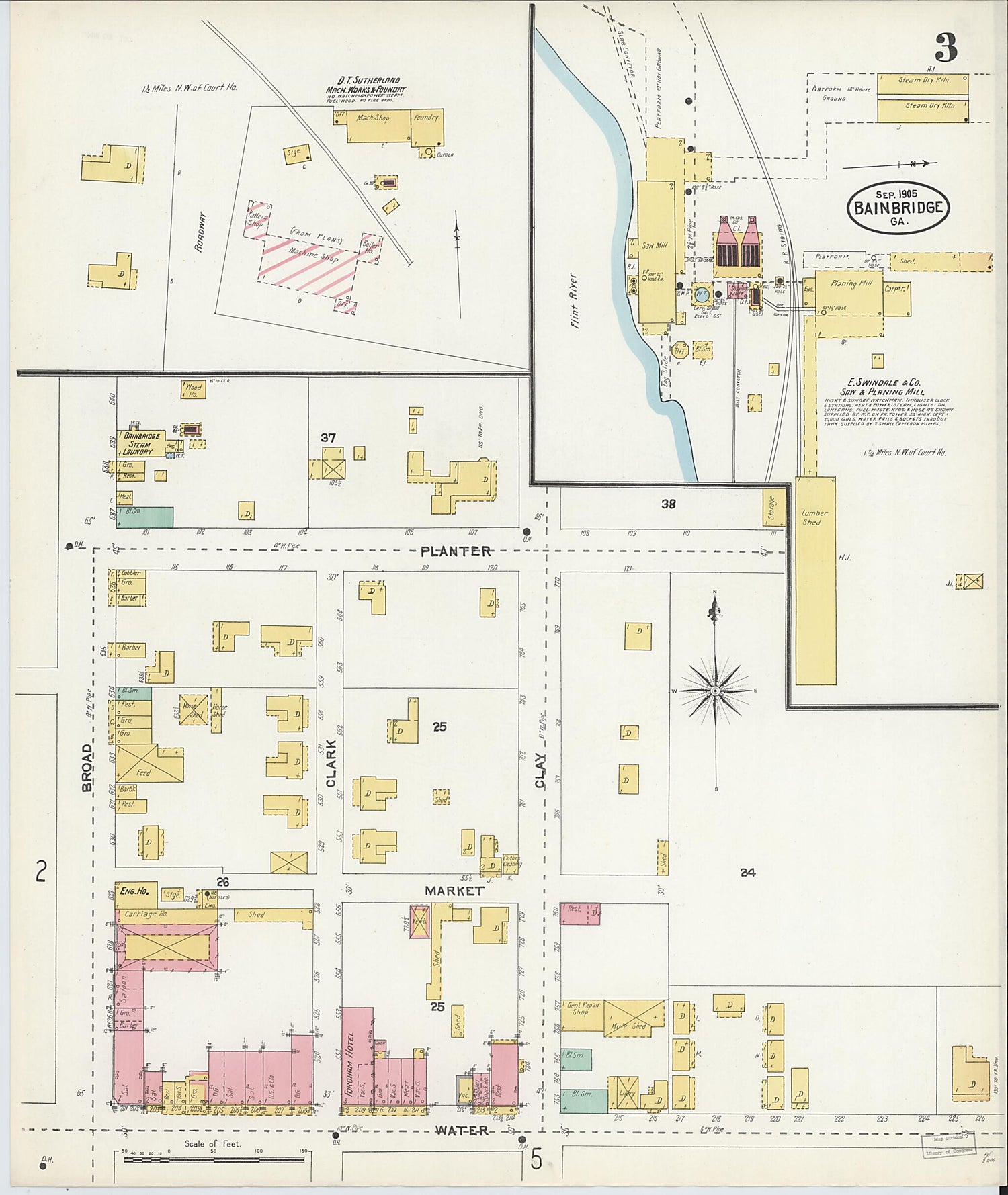 This old map of Bainbridge, Decatur County, Georgia was created by Sanborn Map Company in 1905