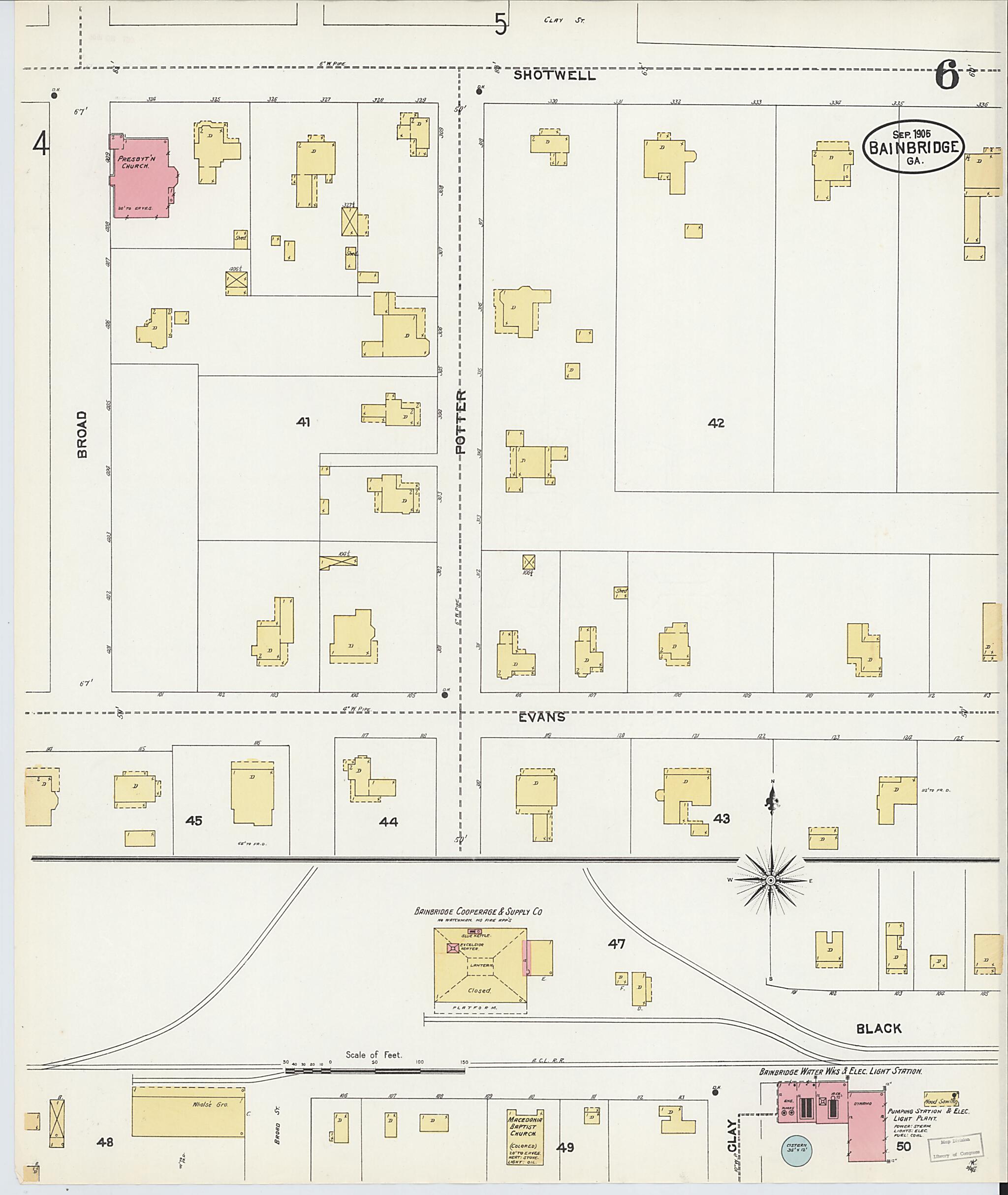 This old map of Bainbridge, Decatur County, Georgia was created by Sanborn Map Company in 1905