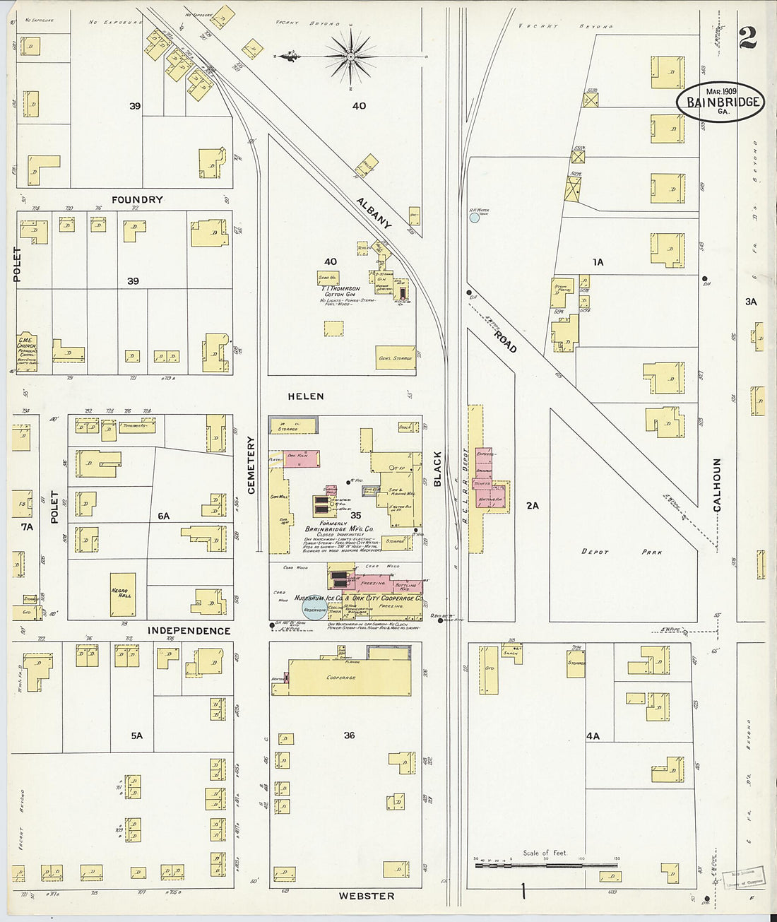 This old map of Bainbridge, Decatur County, Georgia was created by Sanborn Map Company in 1909