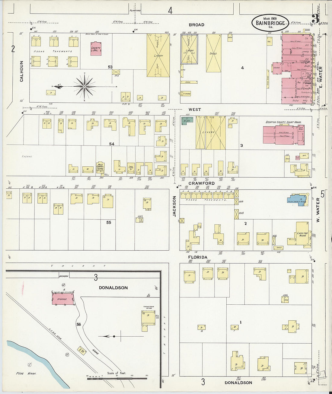 This old map of Bainbridge, Decatur County, Georgia was created by Sanborn Map Company in 1909