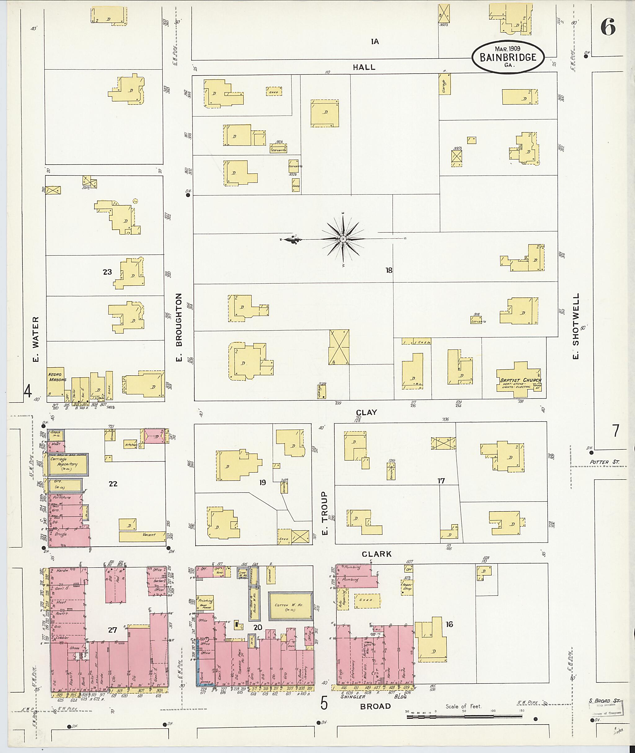 This old map of Bainbridge, Decatur County, Georgia was created by Sanborn Map Company in 1909