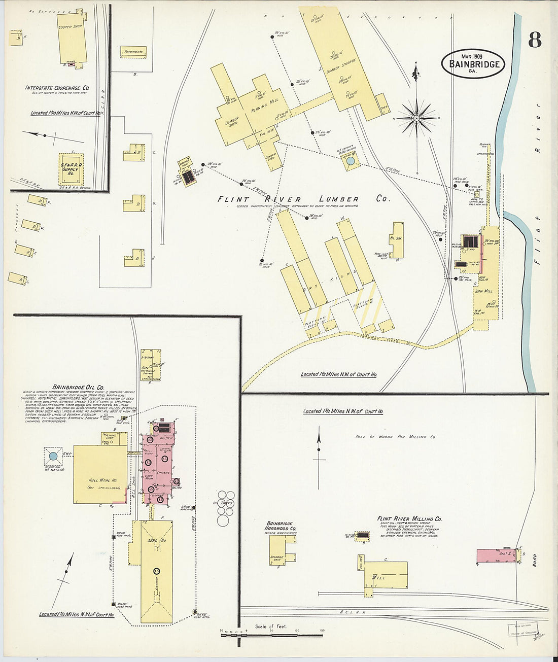 This old map of Bainbridge, Decatur County, Georgia was created by Sanborn Map Company in 1909