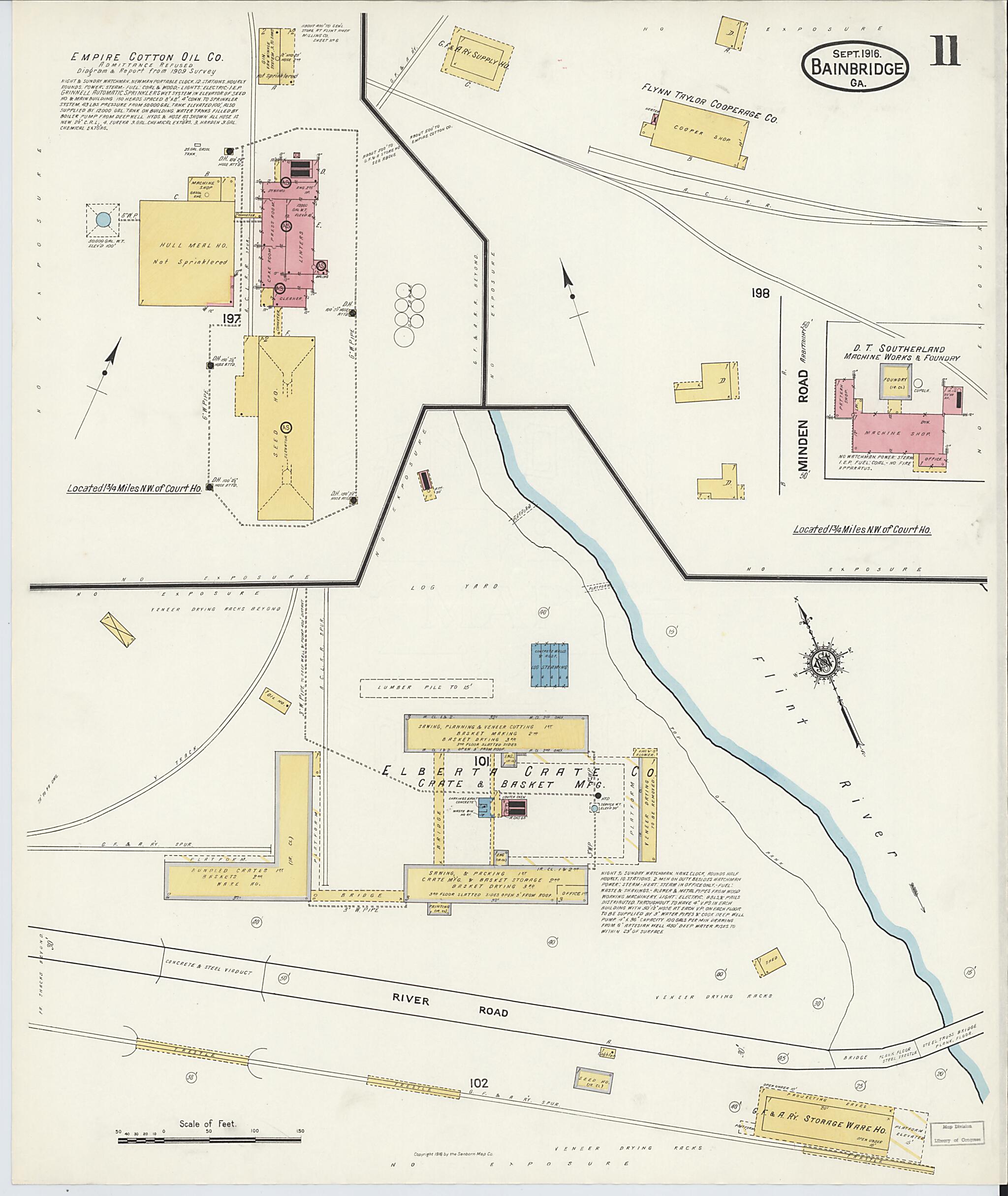 This old map of Bainbridge, Decatur County, Georgia was created by Sanborn Map Company in 1916