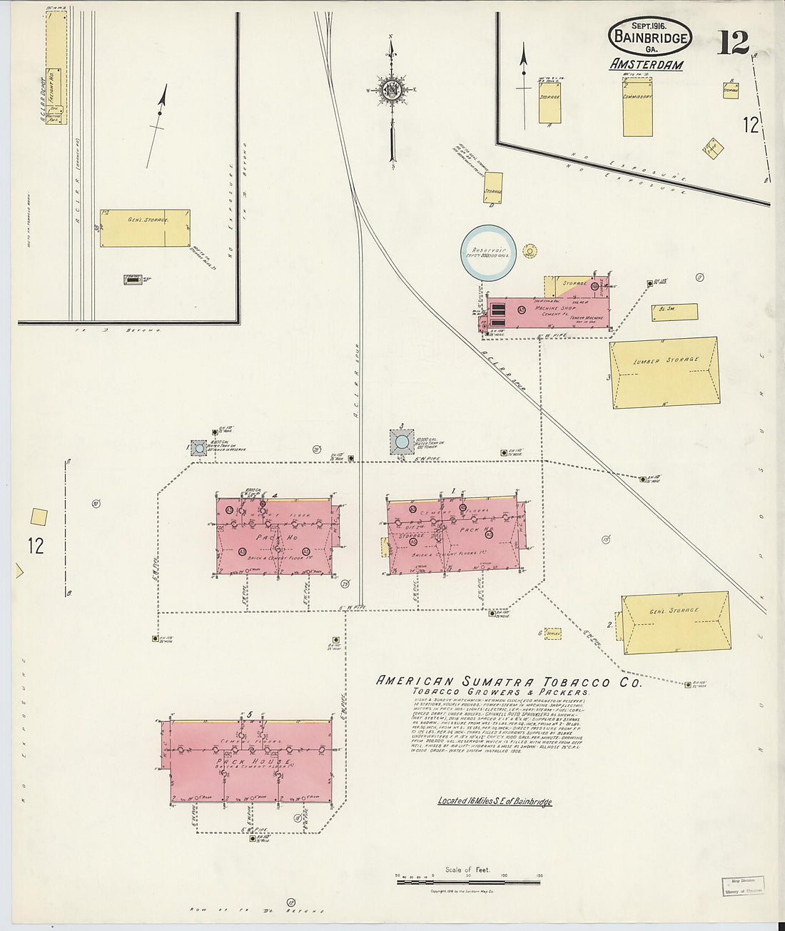 This old map of Bainbridge, Decatur County, Georgia was created by Sanborn Map Company in 1916