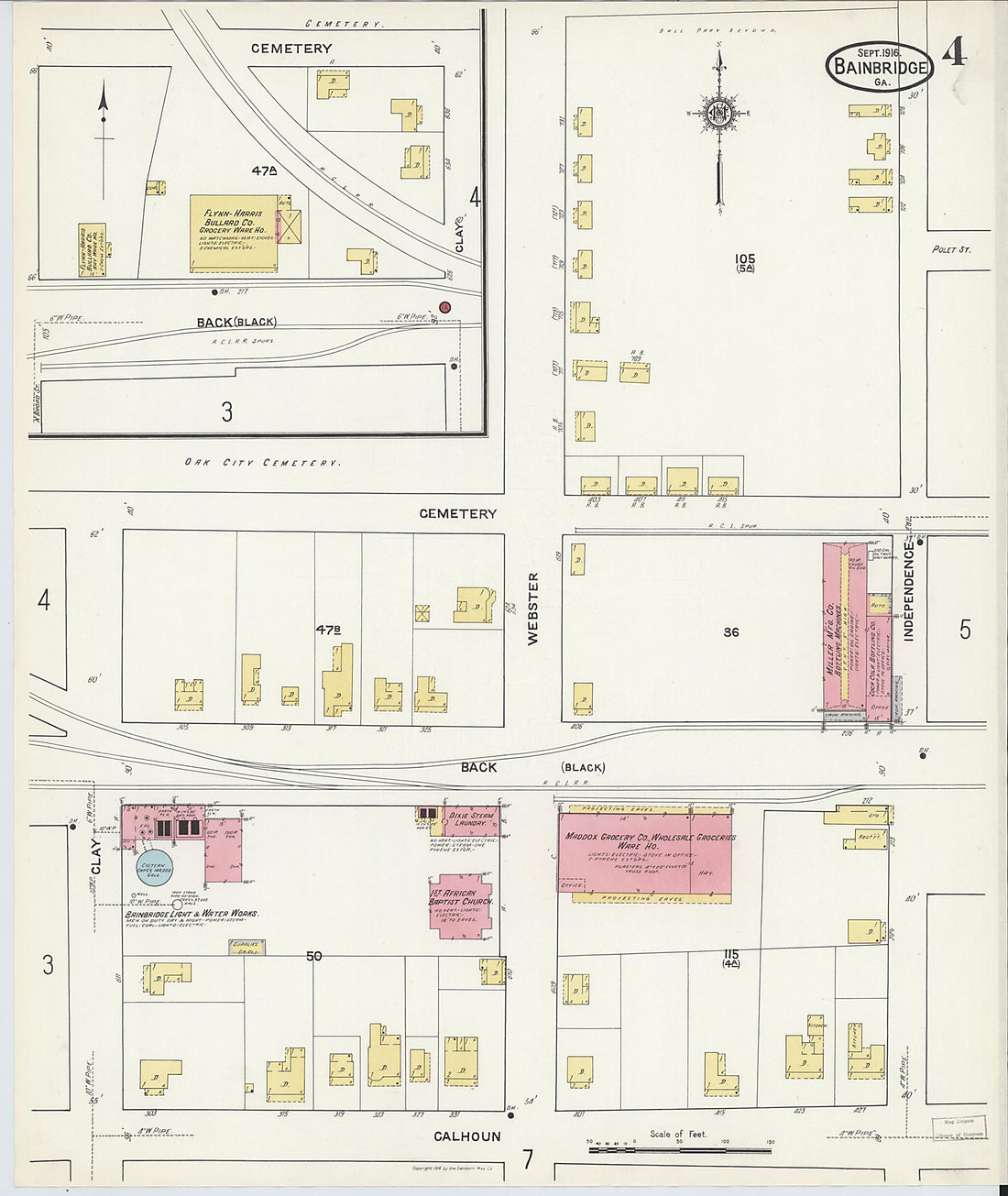 This old map of Bainbridge, Decatur County, Georgia was created by Sanborn Map Company in 1916