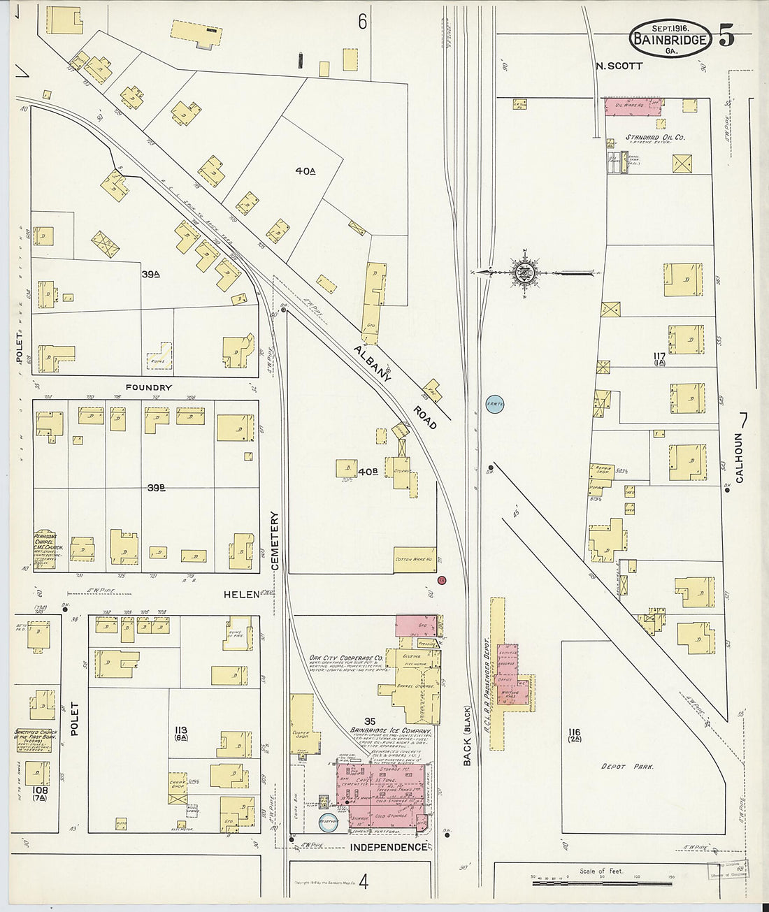 This old map of Bainbridge, Decatur County, Georgia was created by Sanborn Map Company in 1916