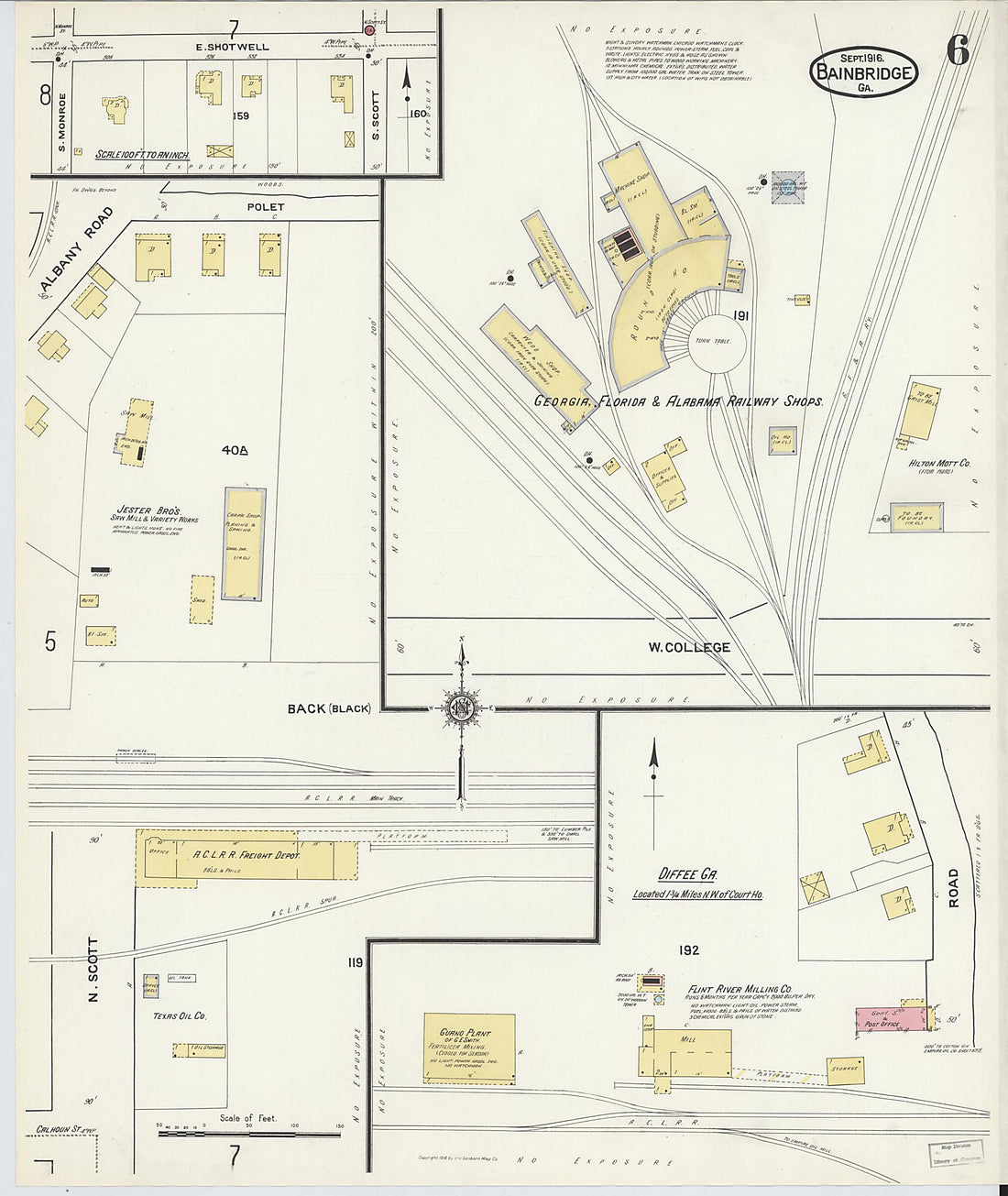 This old map of Bainbridge, Decatur County, Georgia was created by Sanborn Map Company in 1916