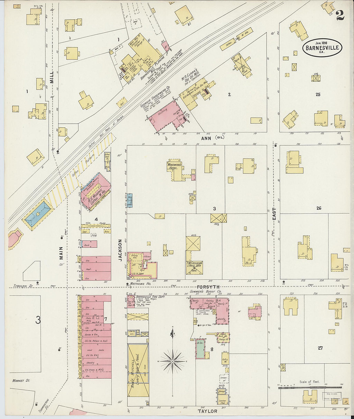 Barnesville, Lamar County, Georgia 1898 (Sheet 2 of 3) by Relic Map Company