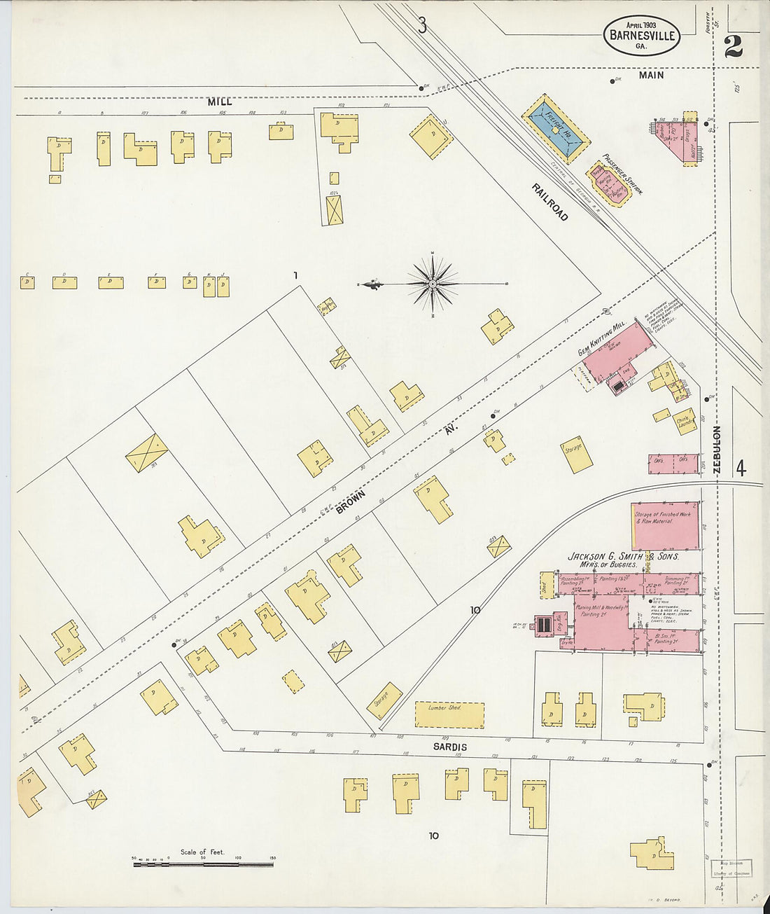 This old map of Barnesville, Lamar County, Georgia was created by Sanborn Map Company in 1903