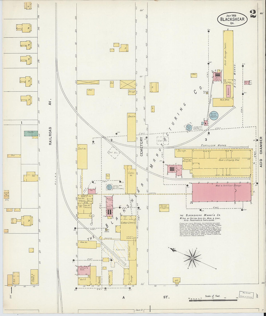 This old map of Blackshear, Pierce County, Georgia was created by Sanborn Map Company in 1903