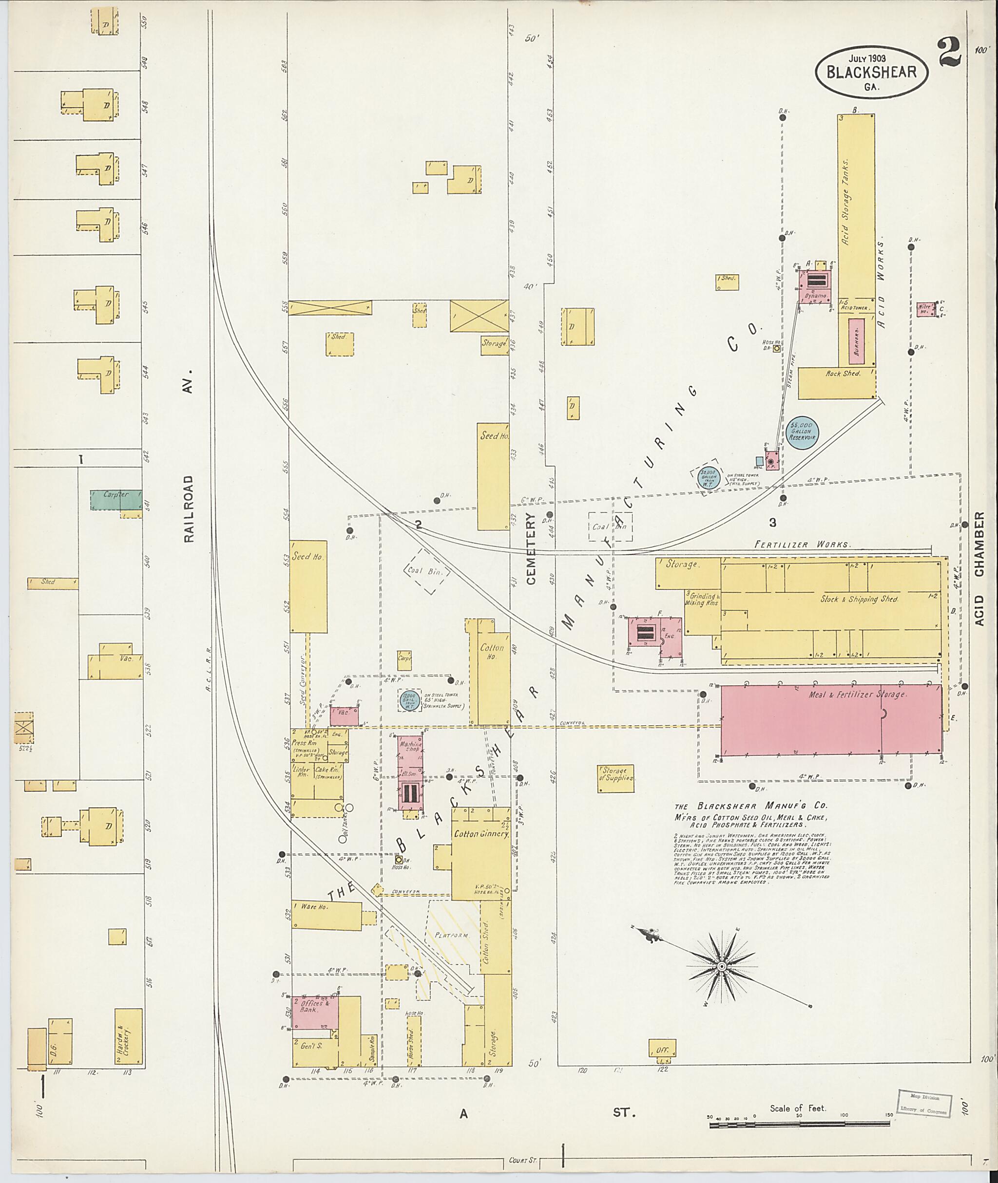 This old map of Blackshear, Pierce County, Georgia was created by Sanborn Map Company in 1903