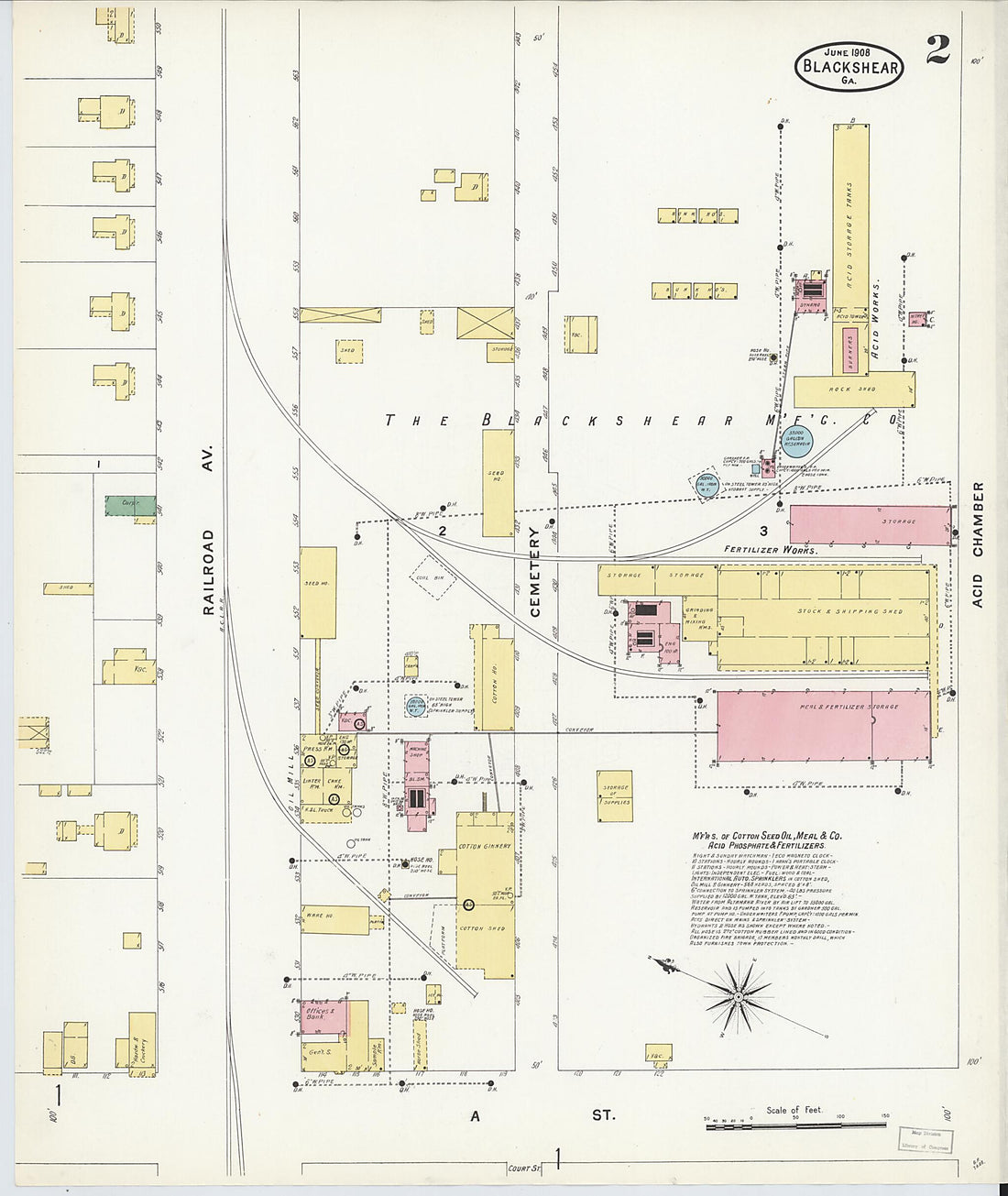 This old map of Blackshear, Pierce County, Georgia was created by Sanborn Map Company in 1908