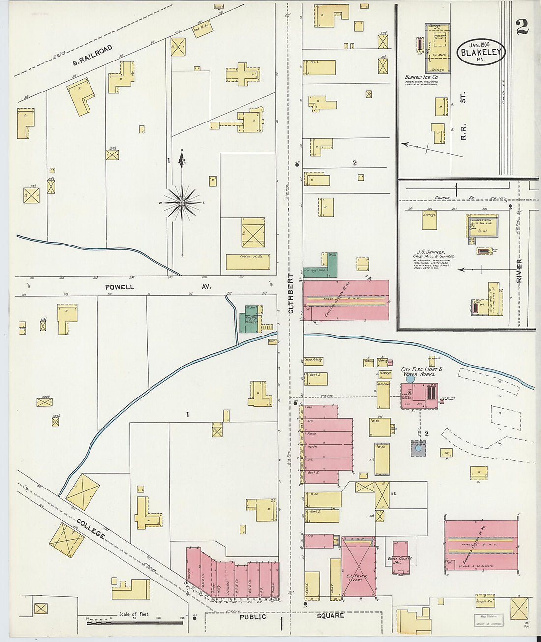 This old map of Blakely, Early County, Georgia was created by Sanborn Map Company in 1906