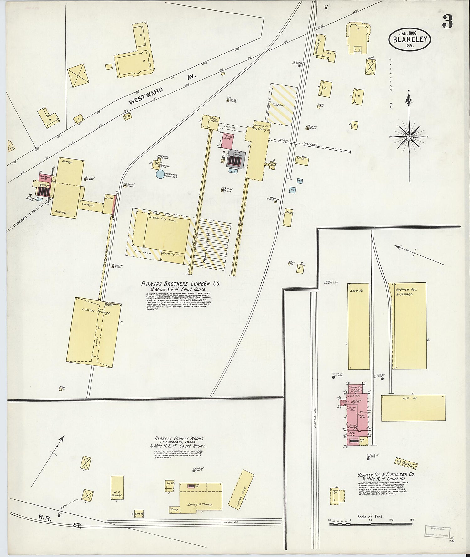 This old map of Blakely, Early County, Georgia was created by Sanborn Map Company in 1906