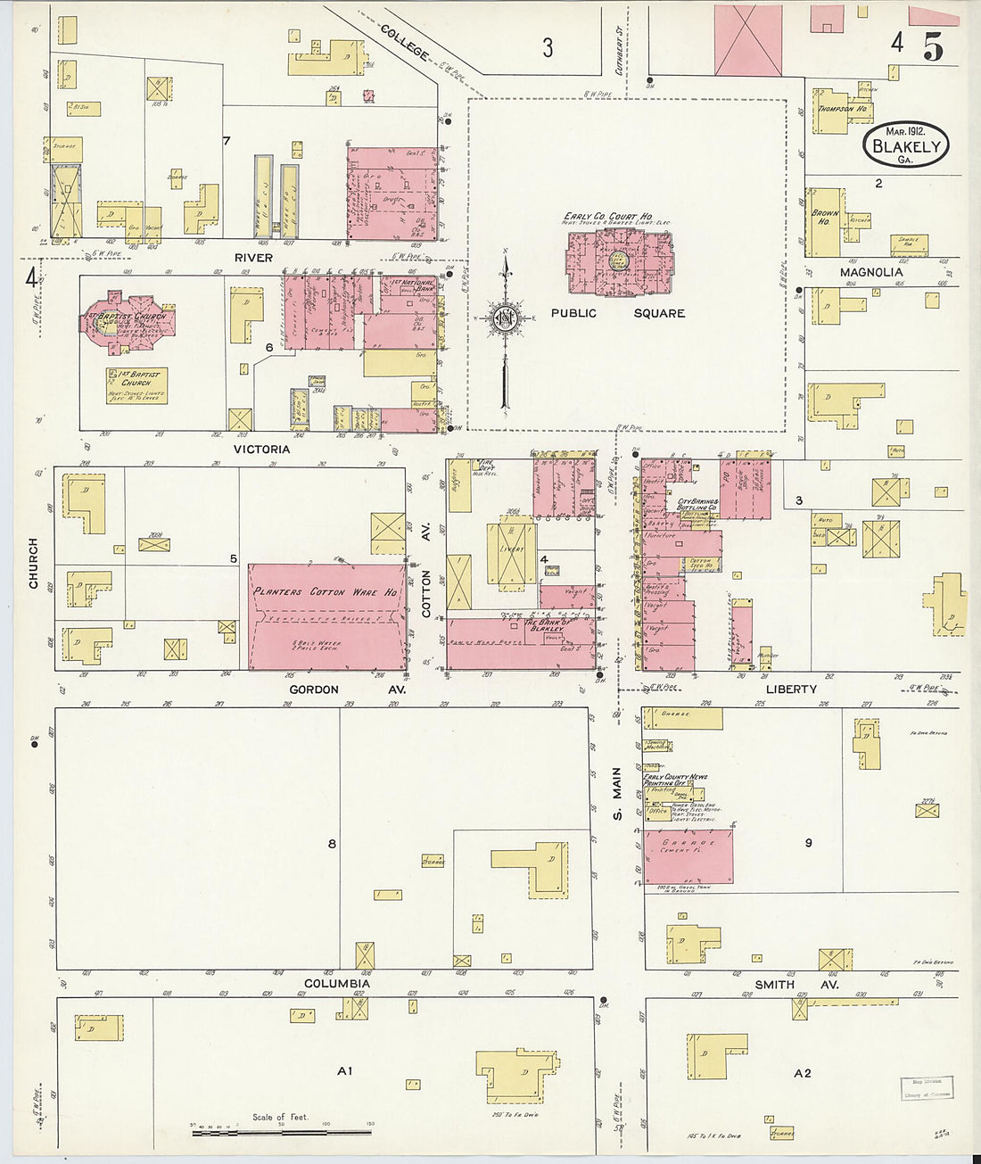 This old map of Blakely, Early County, Georgia was created by Sanborn Map Company in 1912