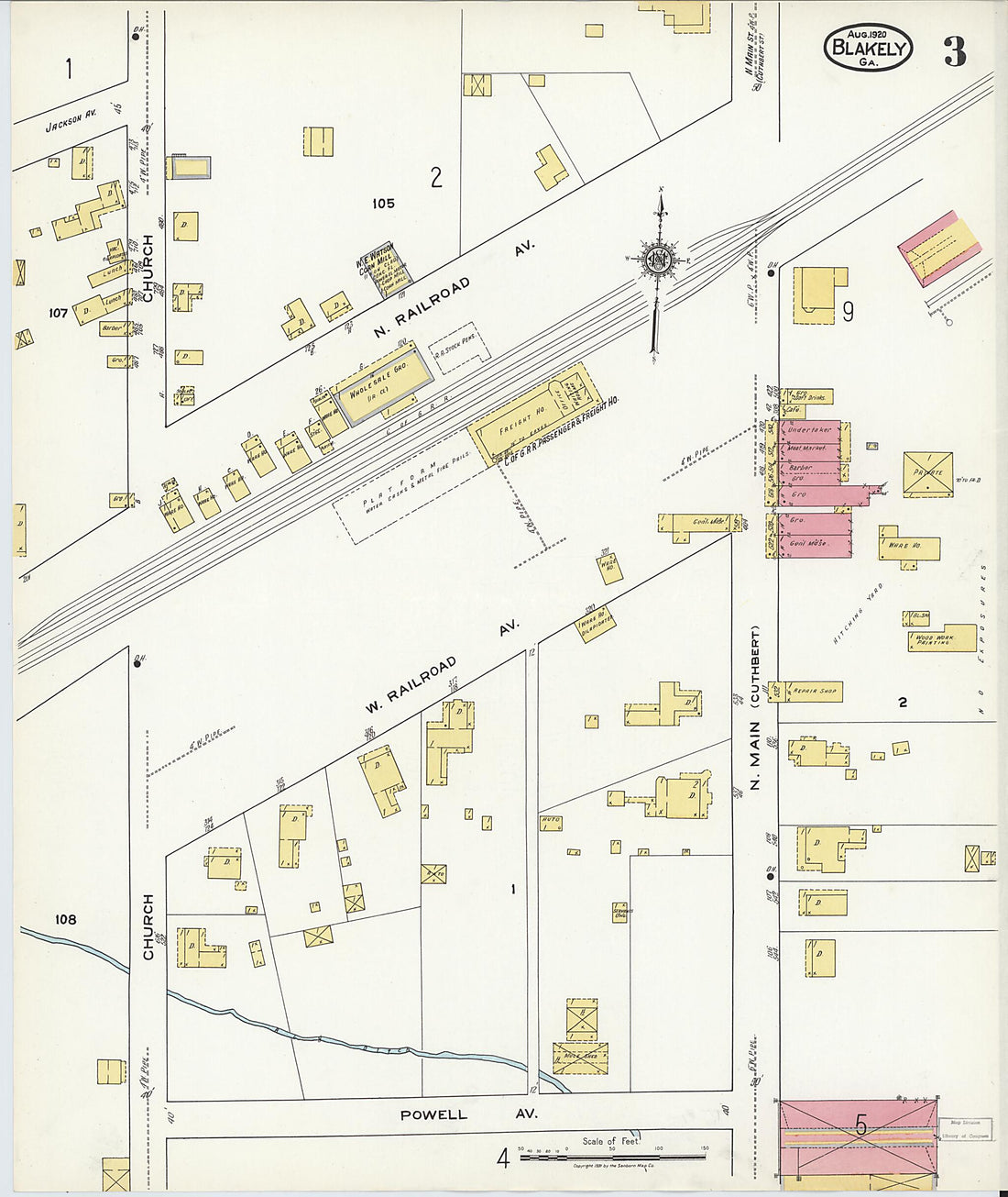 This old map of Blakely, Early County, Georgia was created by Sanborn Map Company in 1920