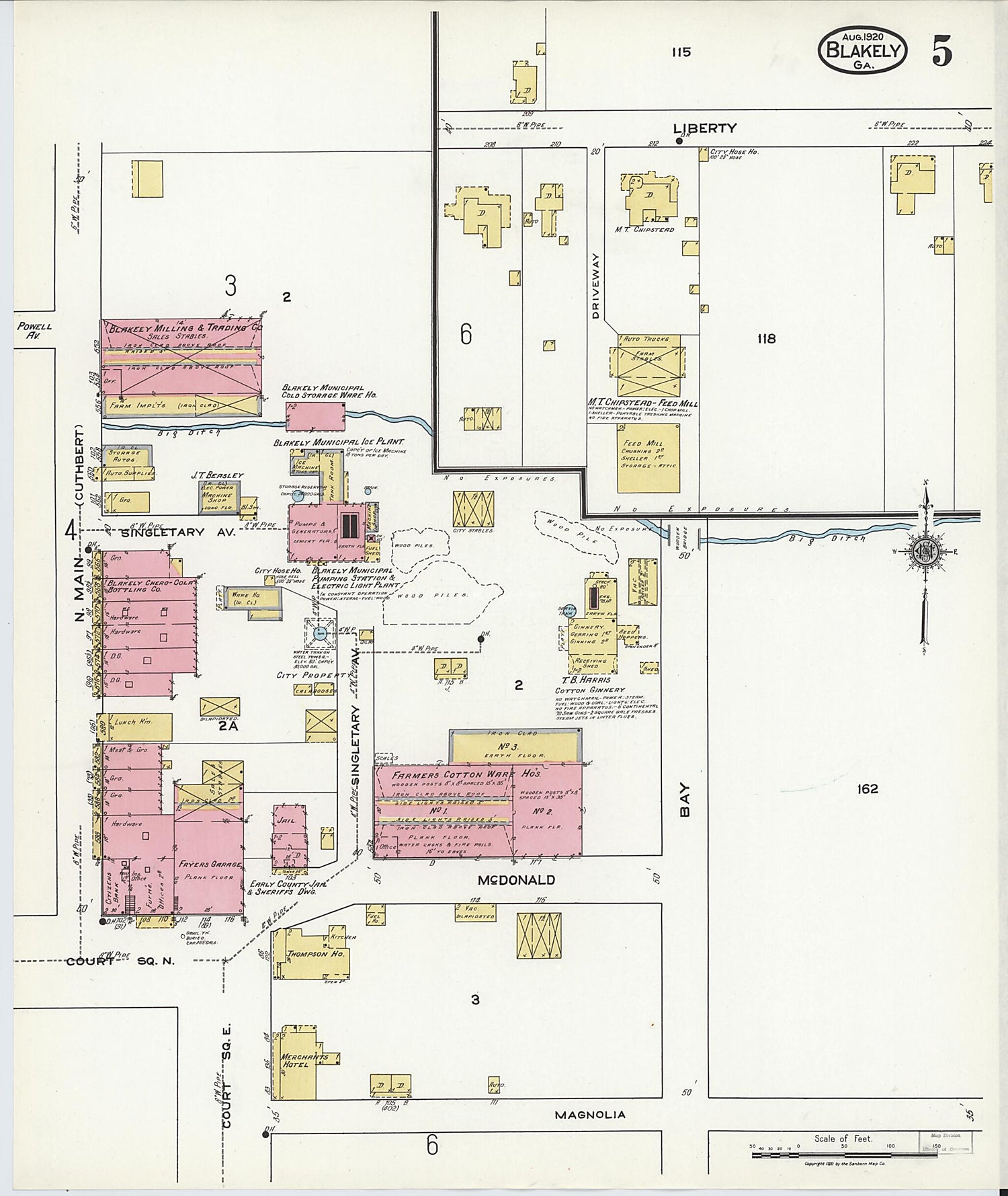 This old map of Blakely, Early County, Georgia was created by Sanborn Map Company in 1920